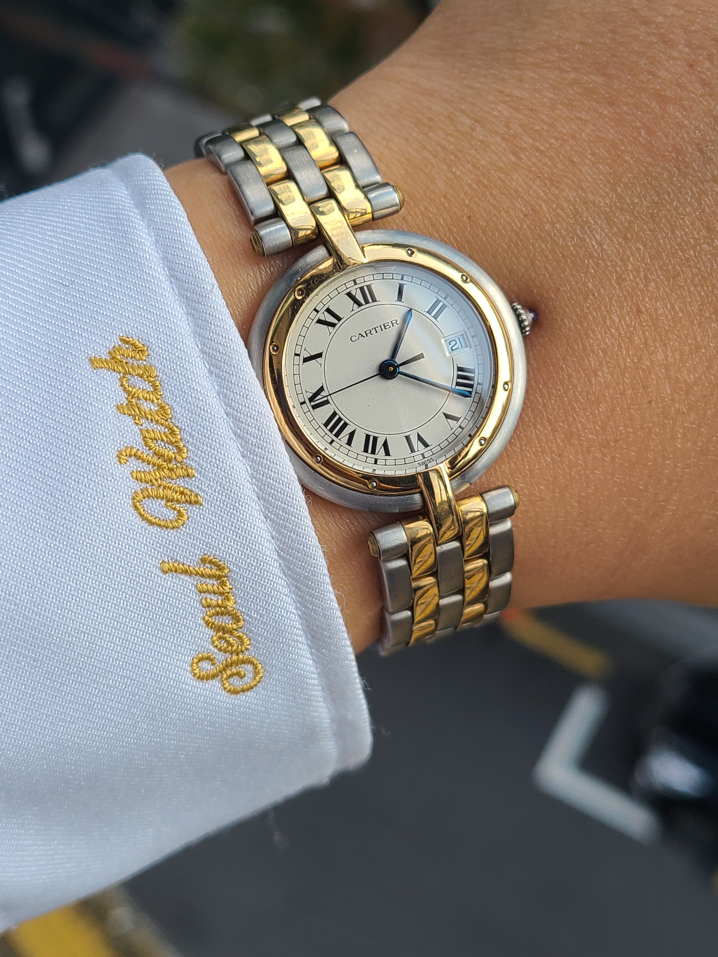Cartier Panthere Date Two-Tone LM 까르띠에 원형 팬더 18K 콤비 데이트 LM 라지