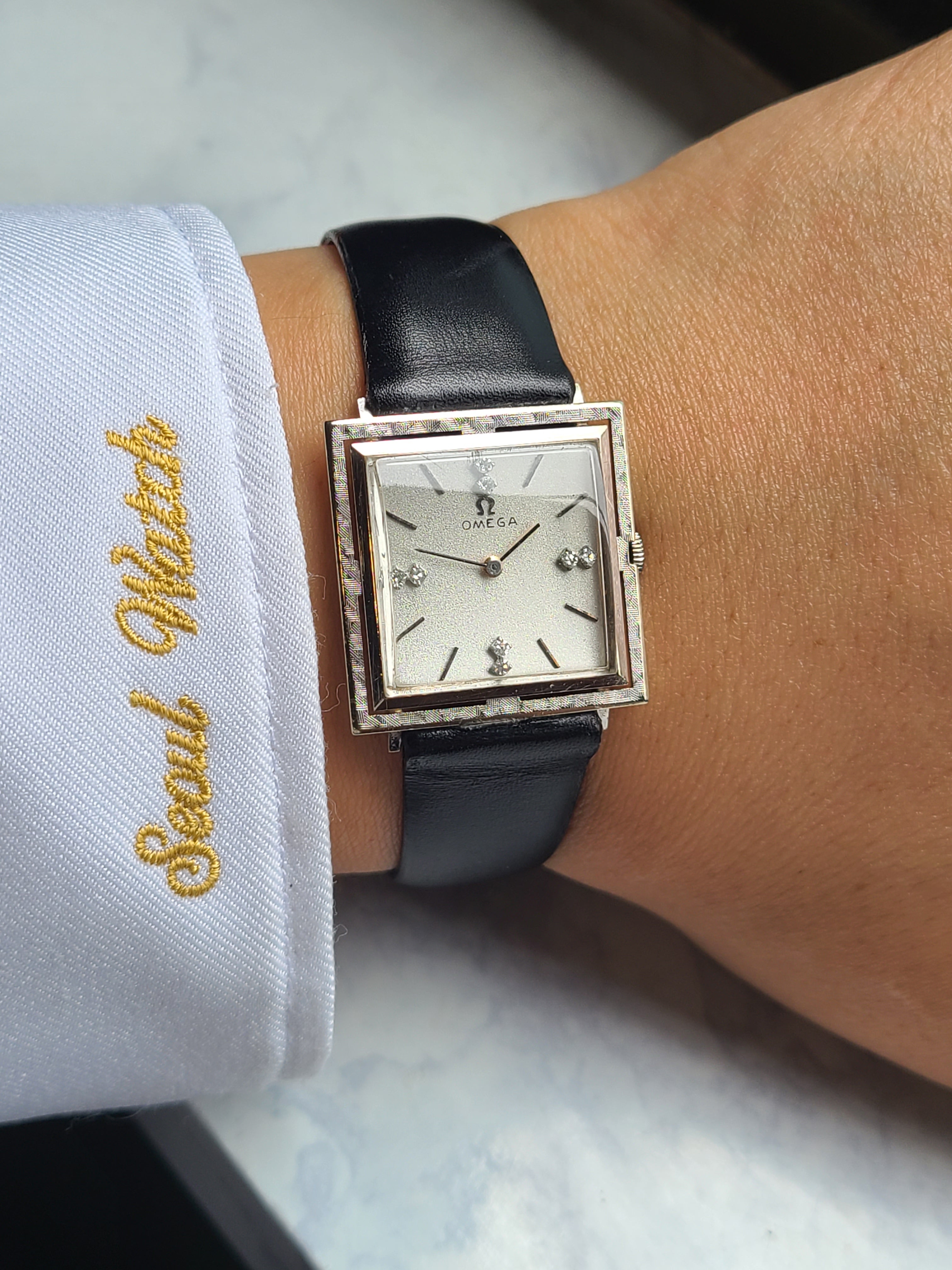 Omega Art Deco Diamond 18K WG 오메가 사각 아트데코 8P 다이아몬드 14K 화이트골드 금통 빈티지