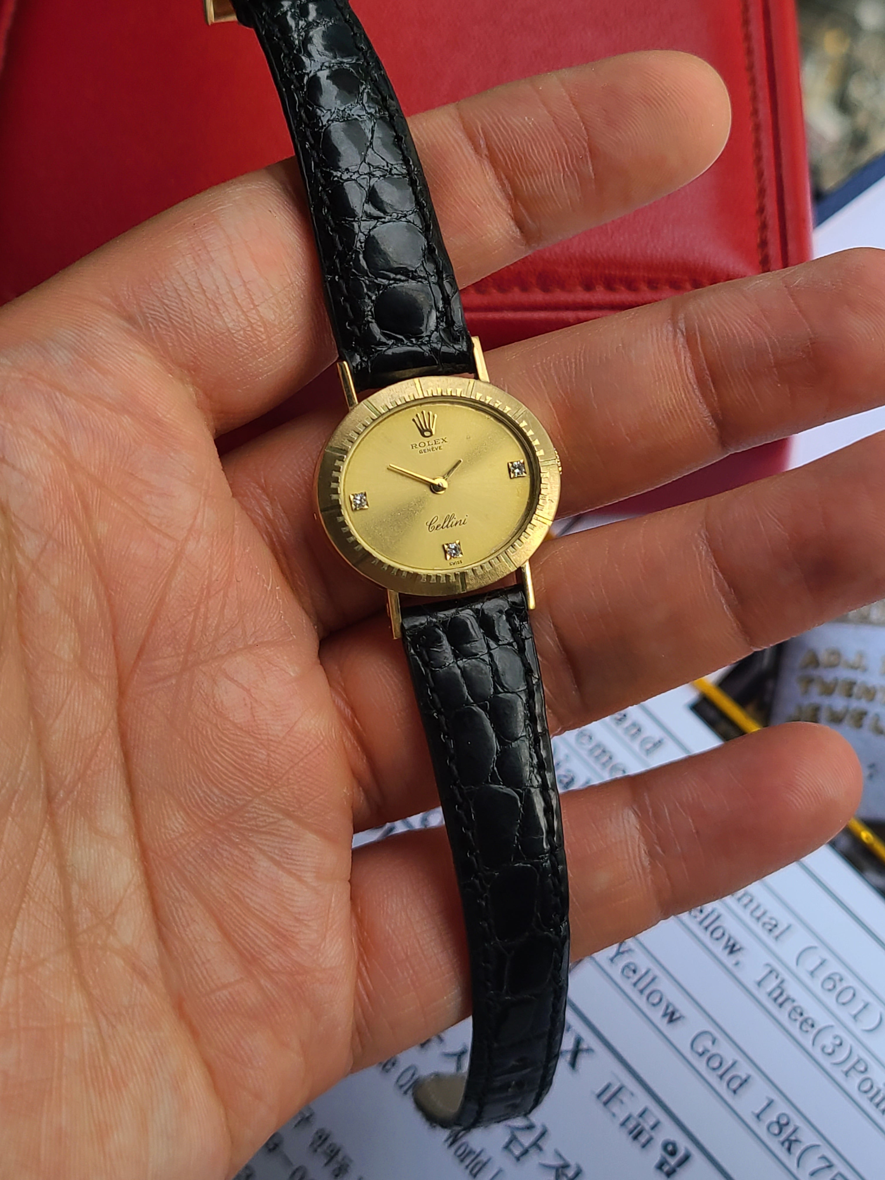 Rolex Cellini Oval Gold 18K YG 3P Women's 롤렉스 여성용 셀리니 3P 다이아몬드 오벌케이스 18K 금통 빈티지 소장품 엘립스