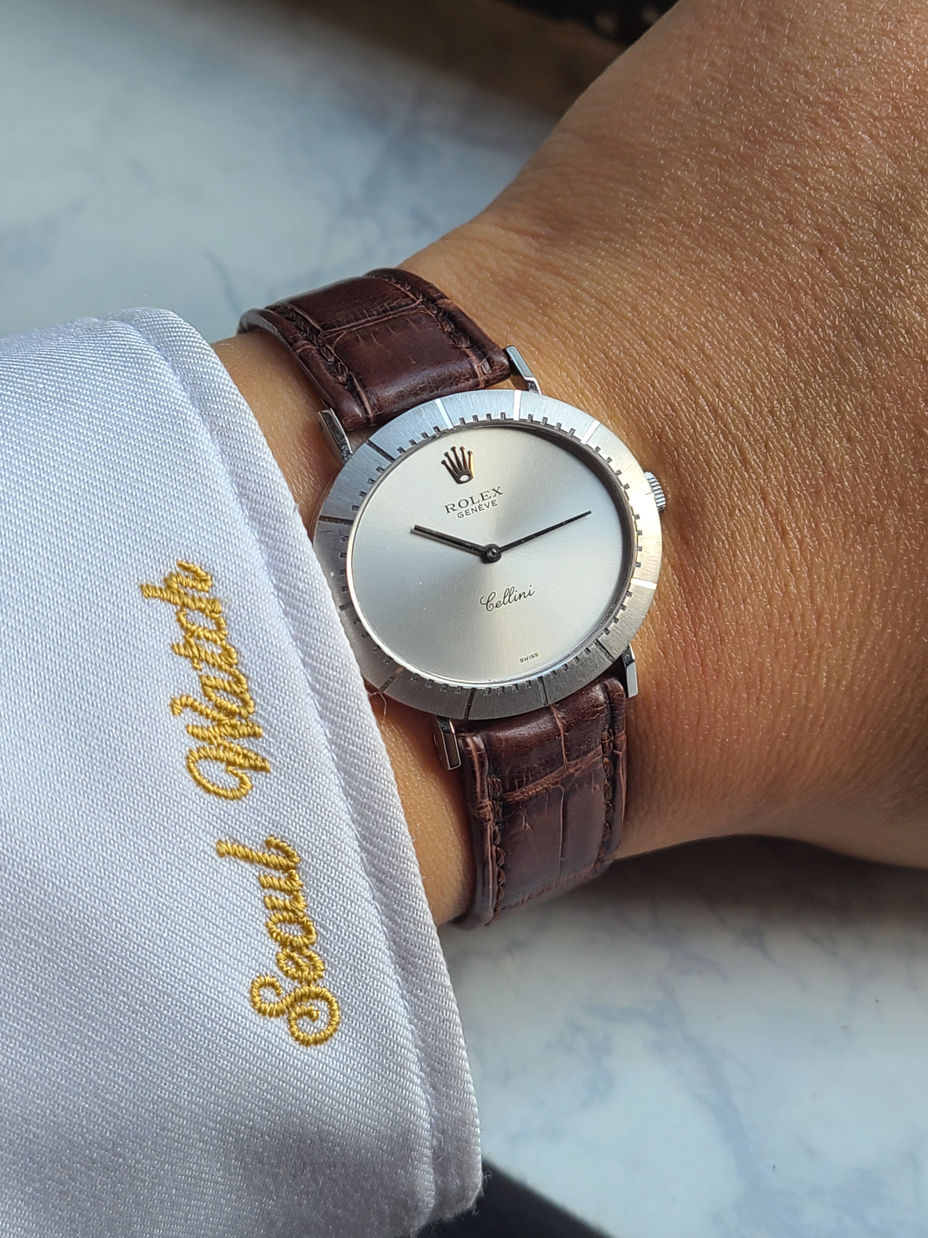 Rolex Cellini Oval Gold 18K WG 롤렉스 셀리니 오벌형 UFO 케이스 18K 화이트골드 금통 남성용 빈티지 소장품