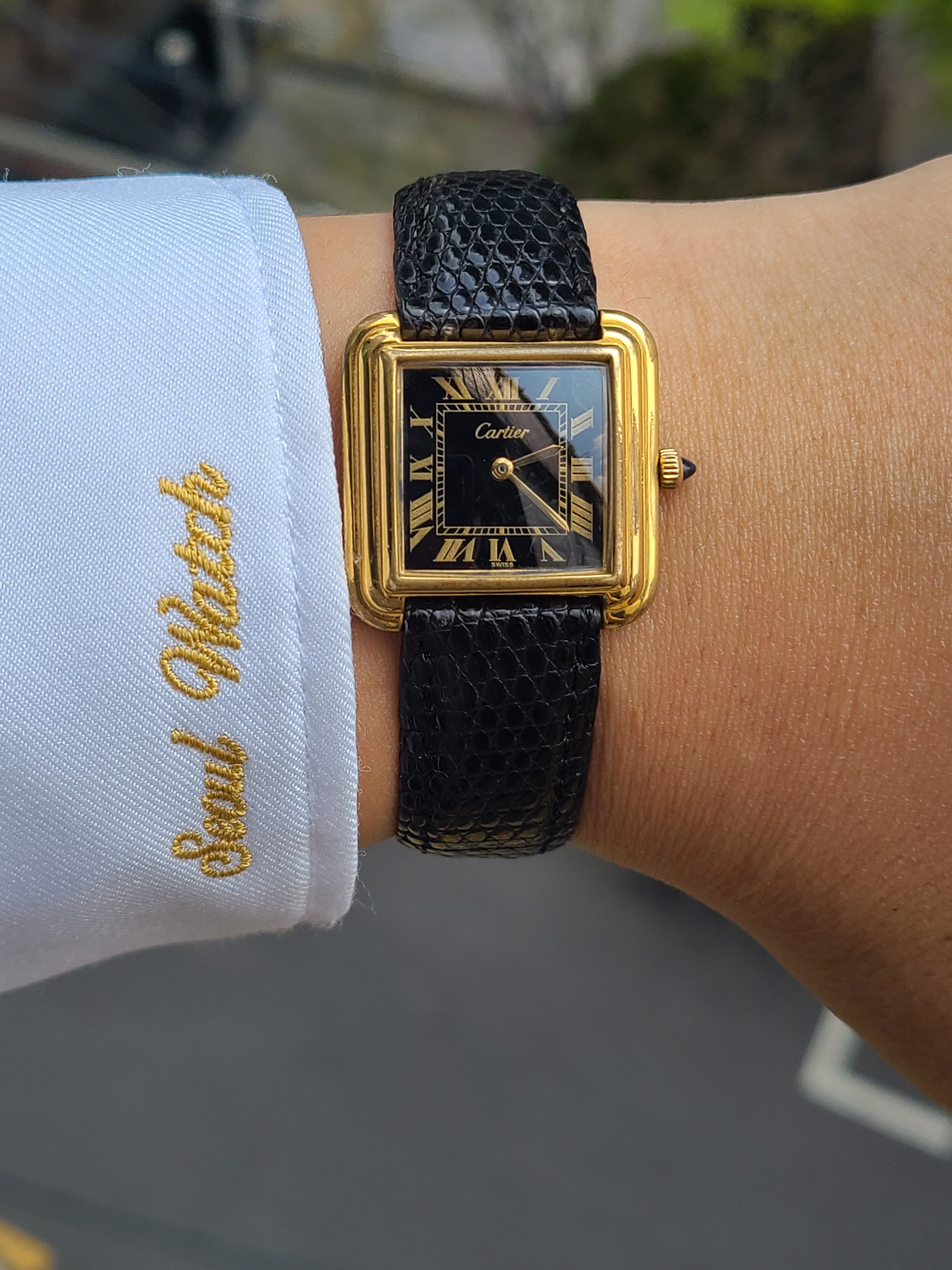 Cartier Stepped Tank Black Onxy 까르띠에 스텝드 탱크 블랙 오닉스 다이얼 수동 빈티지 1970s