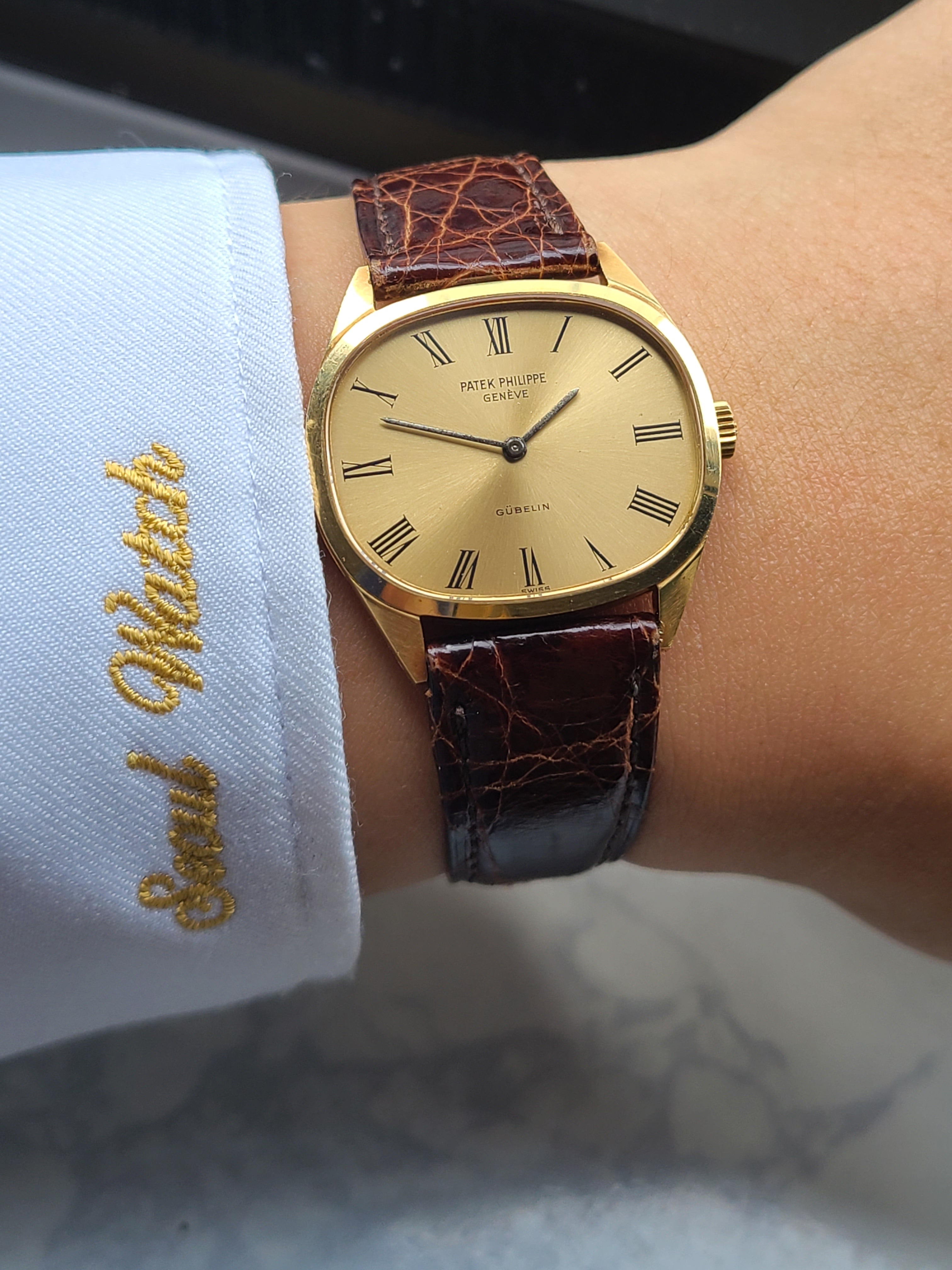 Patek Philippe Golden Ellipse Men's 파텍필립 골든 엘립스 더블네임 블랙로만 샴페인 다이얼 18K 금통 수동 남성