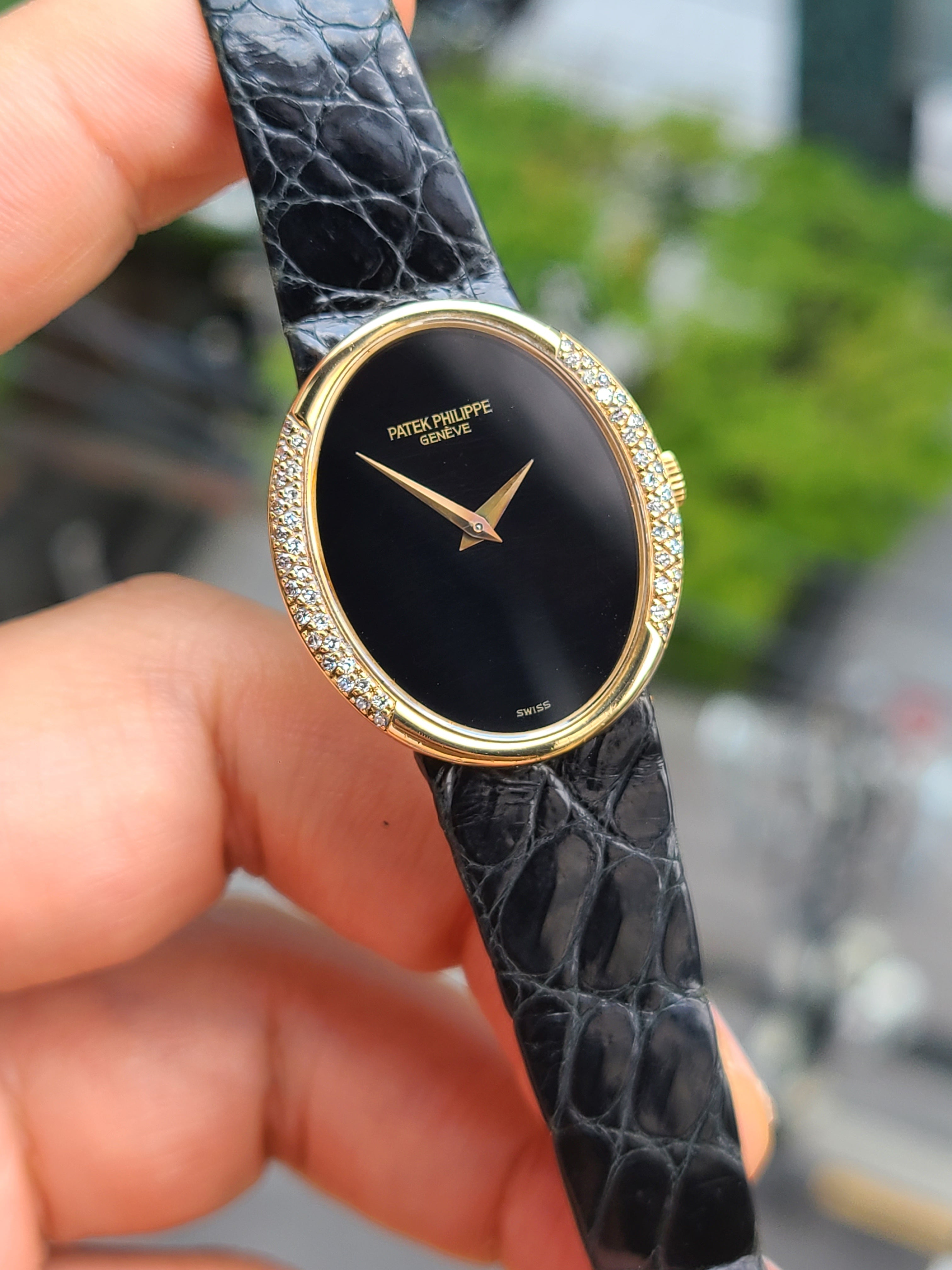 Patek Philippe Golden Ellipse Onyx Lady 파텍필립 골든 엘립스 블랙 오닉스 다이아몬드 여성용 미사용 소장품