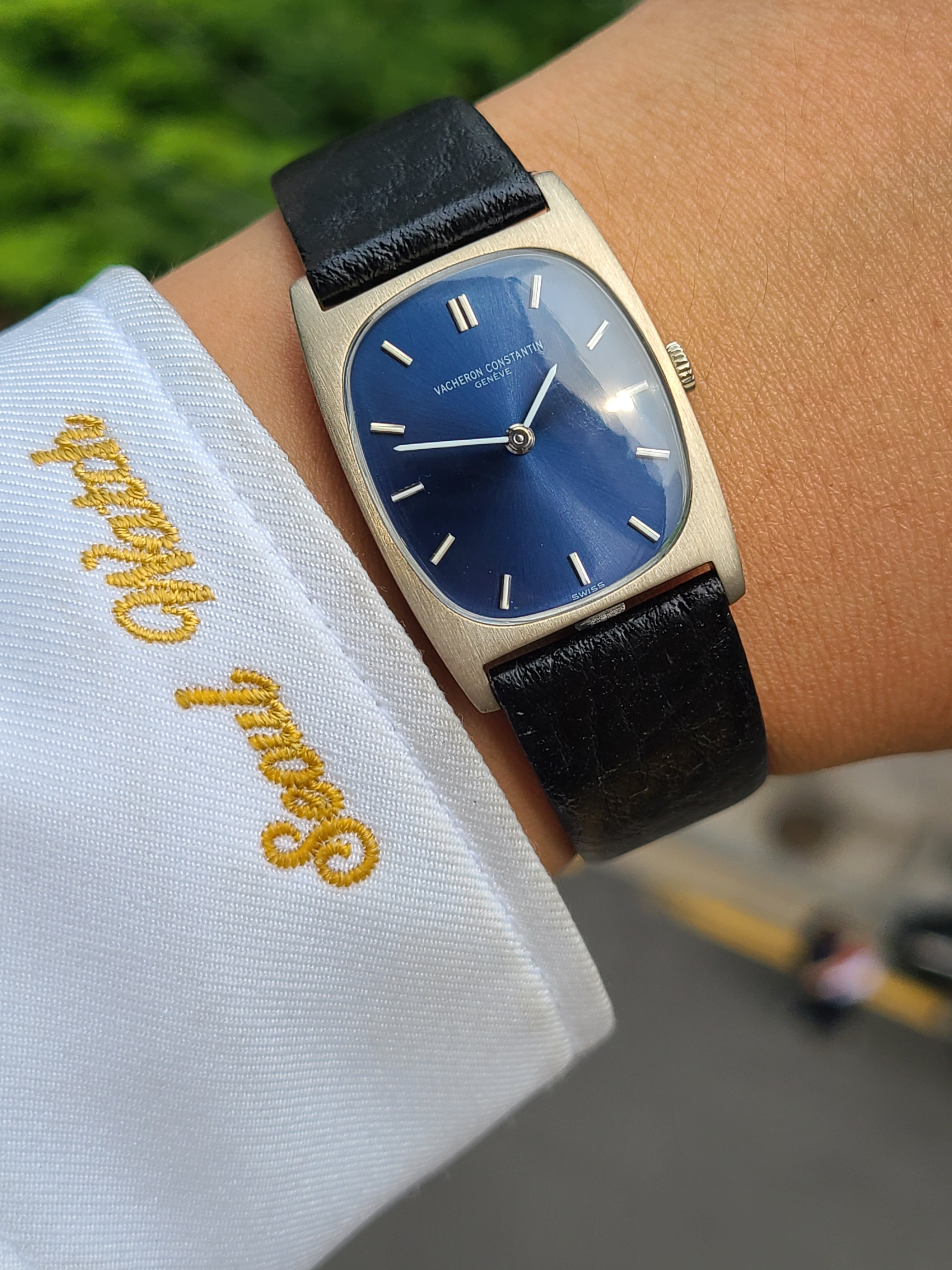 Vacheron Constantin Tank Blue 18K WG 바쉐론콘스탄틴 클래식 탱크 블루 18K 화이트골드 금통 수동