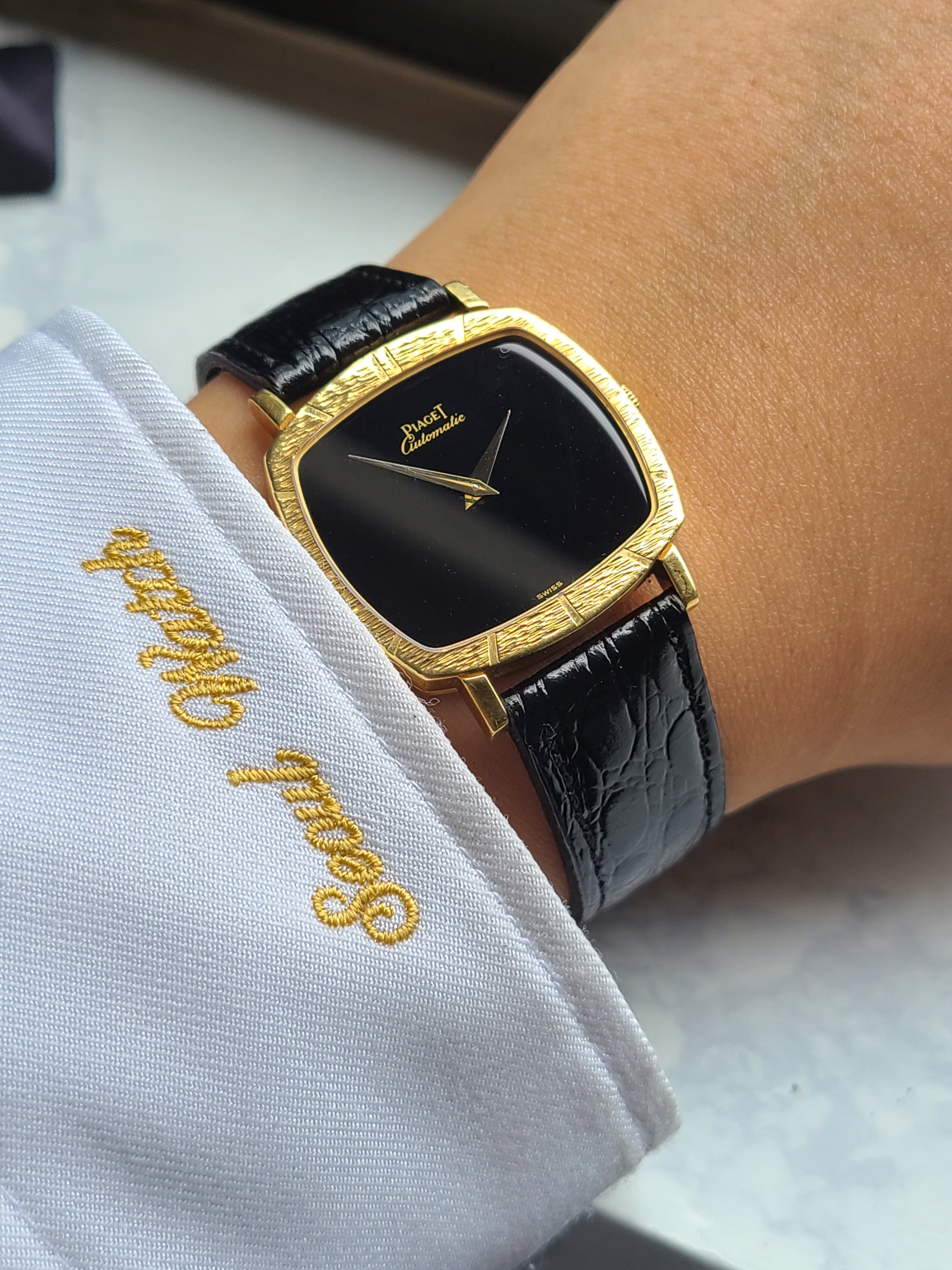 Piaget Cushion Case 18K YG Automatic 피아제 쿠션 블랙 빈티지 마이크로로터 18K 옐로우골드 금통