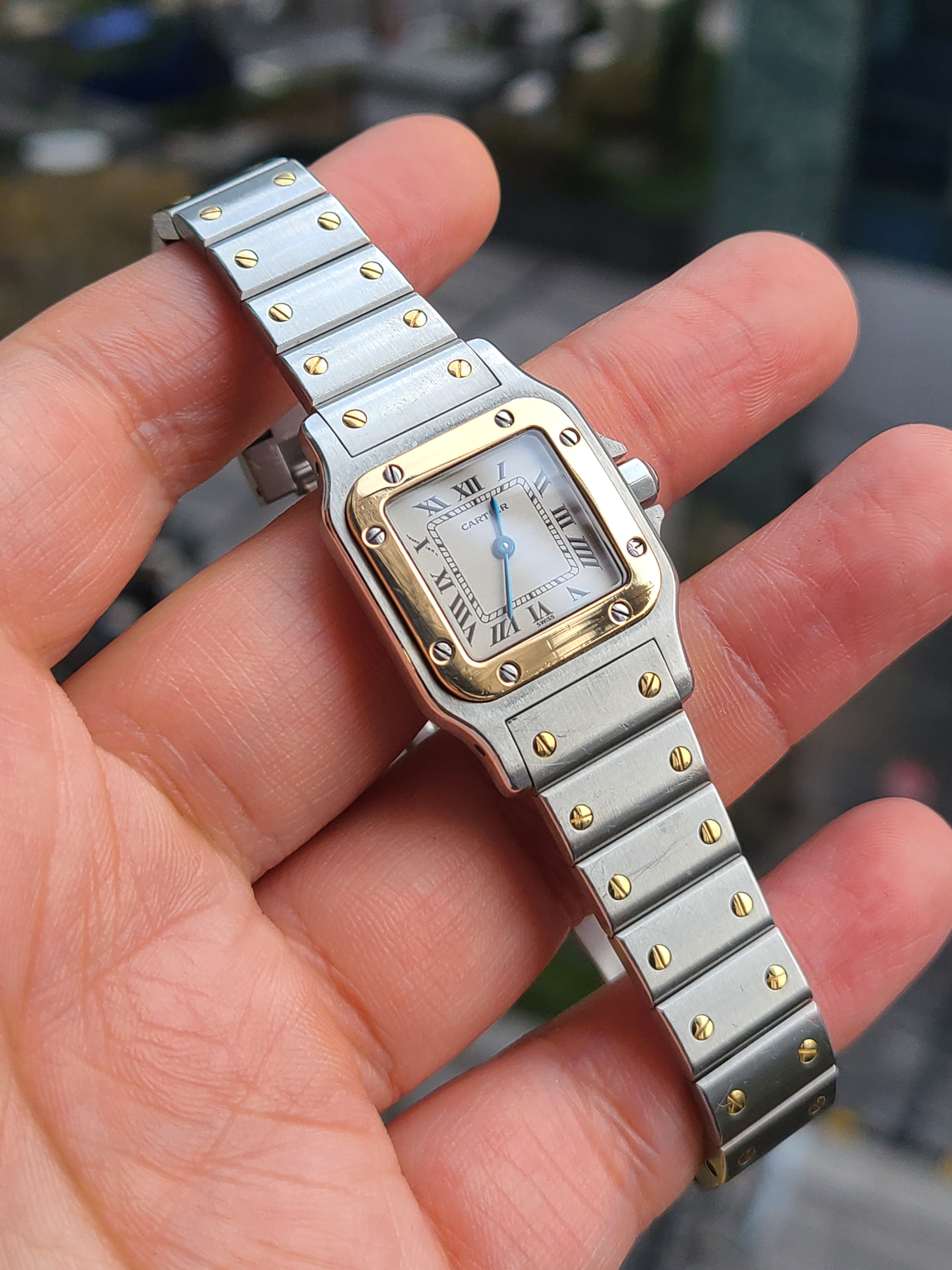 Cariter Santos Two Tone SM 까르띠에 여성용 산토스 블랙로만 18K 콤비 SM 스몰