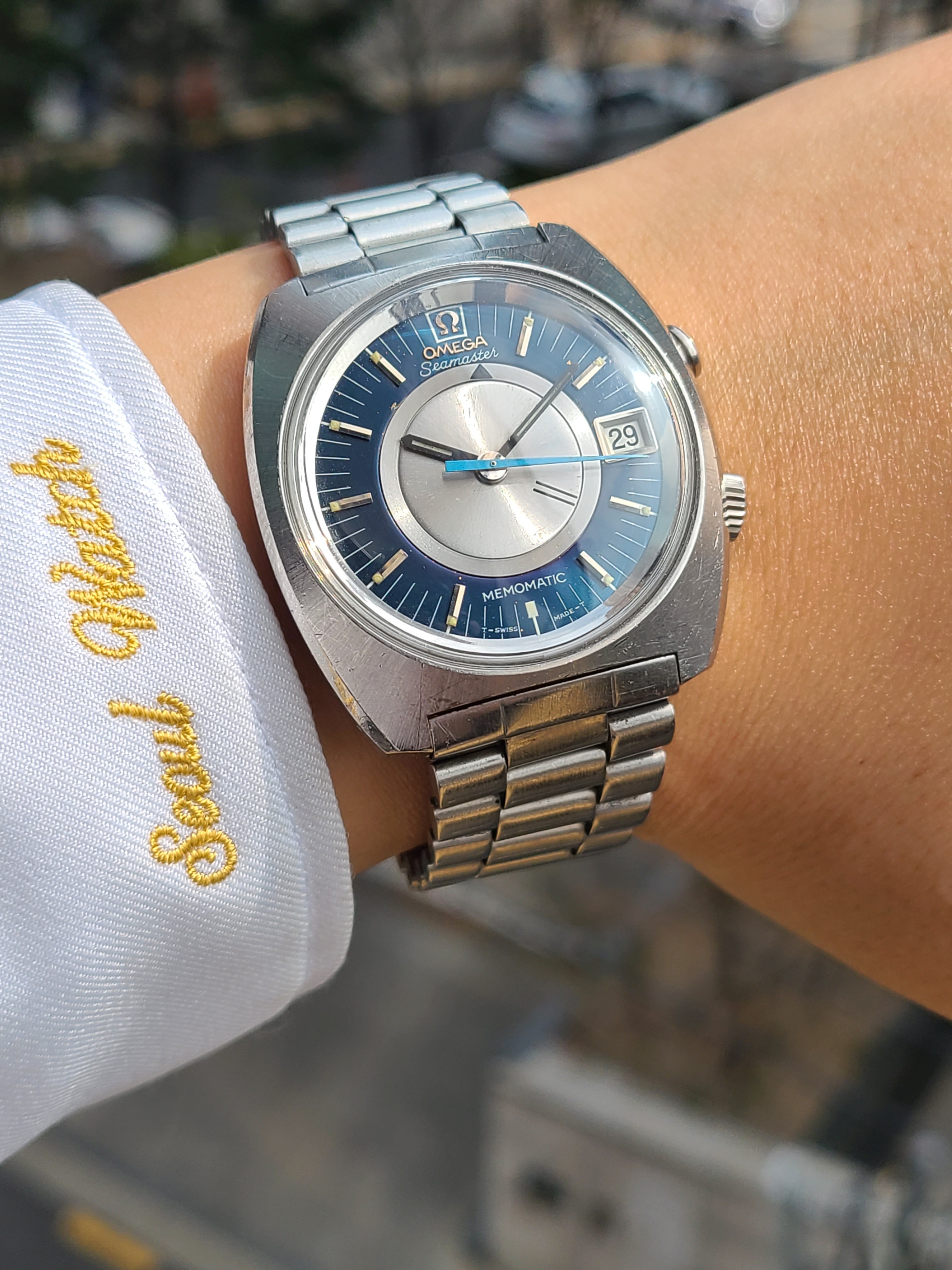 Omega Seamaster Blue Memomatic Alarm Vintage 오메가 씨마스터 메모메틱 블루 알람시계 빈티지