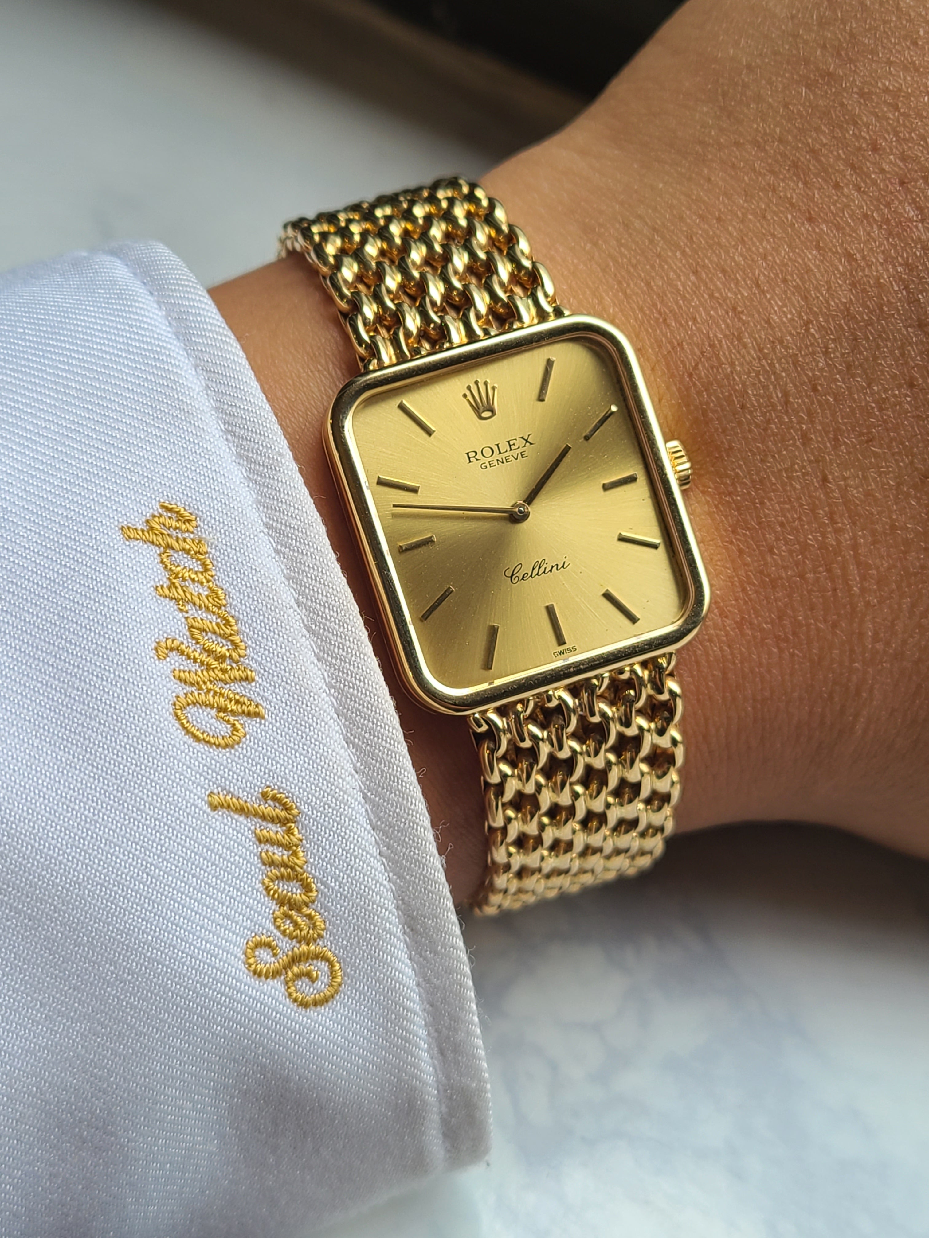 Rolex Cellini 18K Yellow Gold 롤렉스 셀리니 화이트 골드로만 18K 옐로우골드 매쉬 금통 준신형