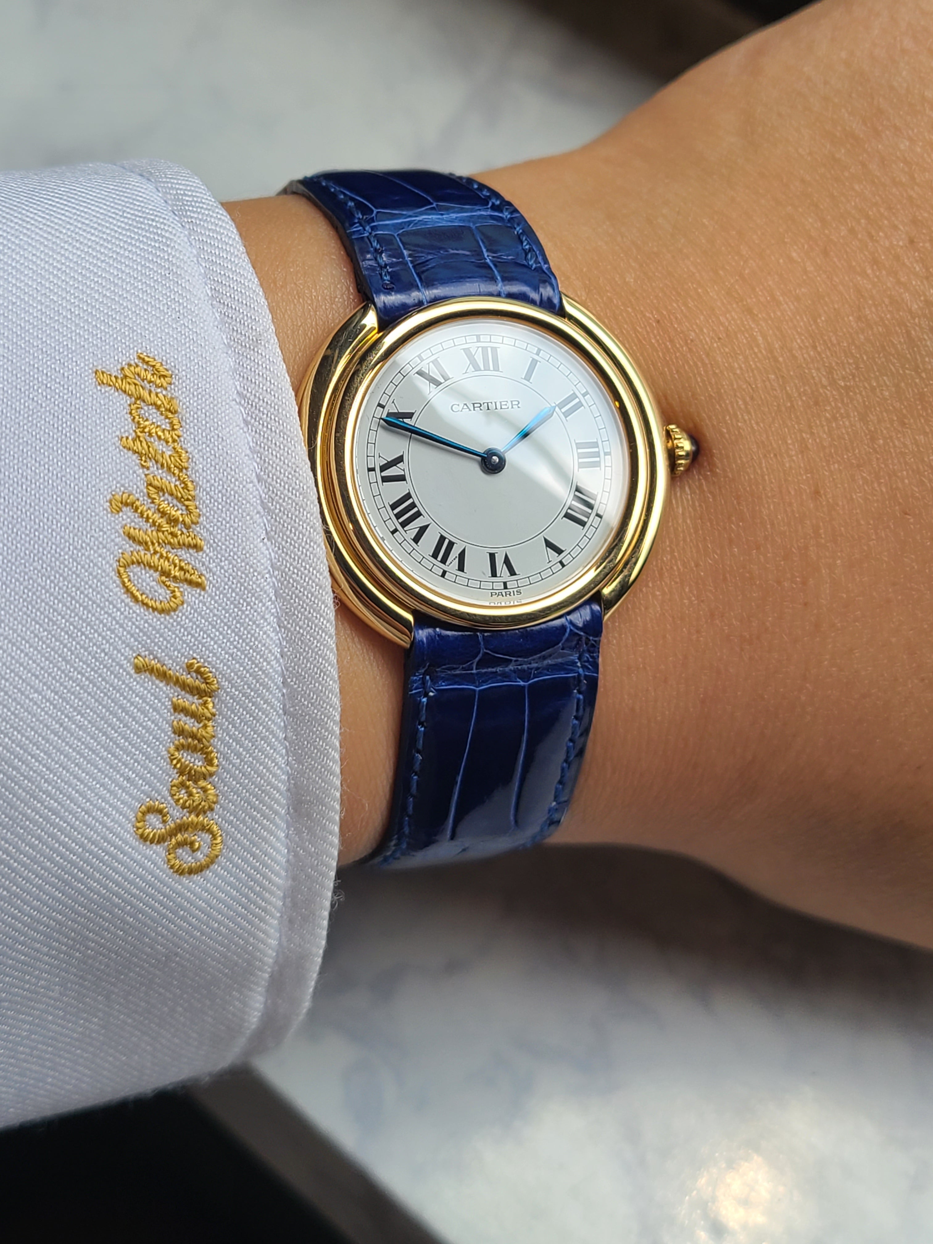 Cartier Ellipse 18K CPCP Vintage 까르띠에 엘립스 18K 옐로우골드 금통 LM 라지사이즈 CPCP 빈티지 블루엘리