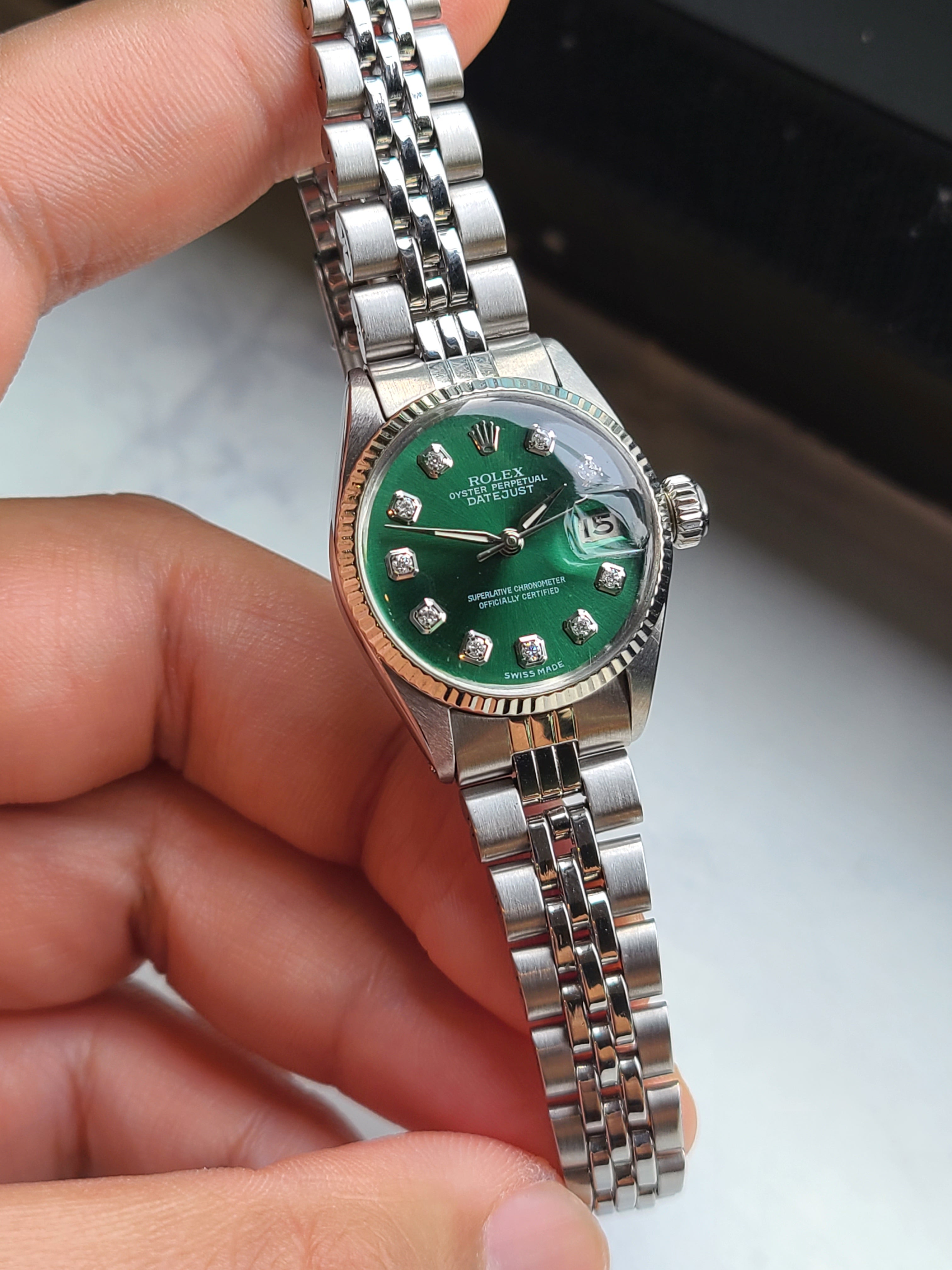 Rolex Datejust 10 Points Diamond Olive Green Women's 롤렉스 데이저스트 여성용 10p 다이아몬드 올리브그린