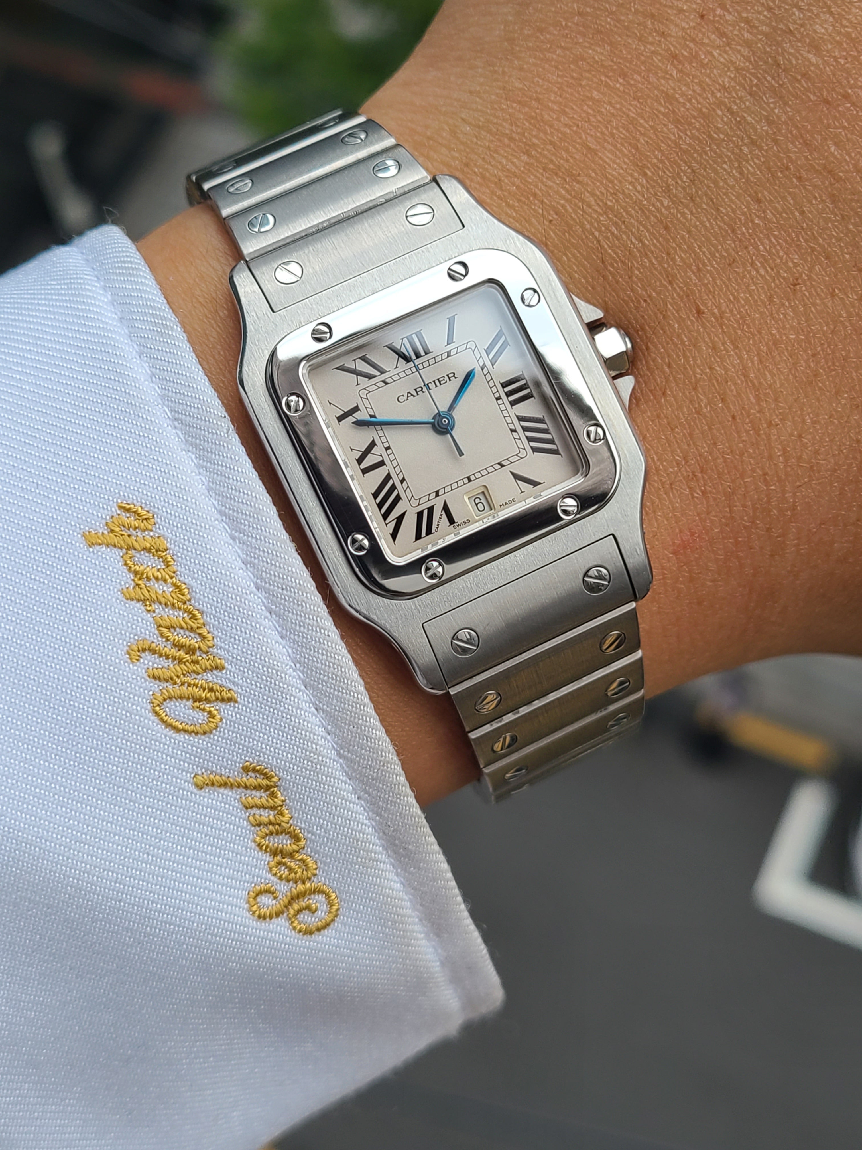 Cariter Santos LM 까르띠에 산토스 블랙로만 남성용 LM 라지