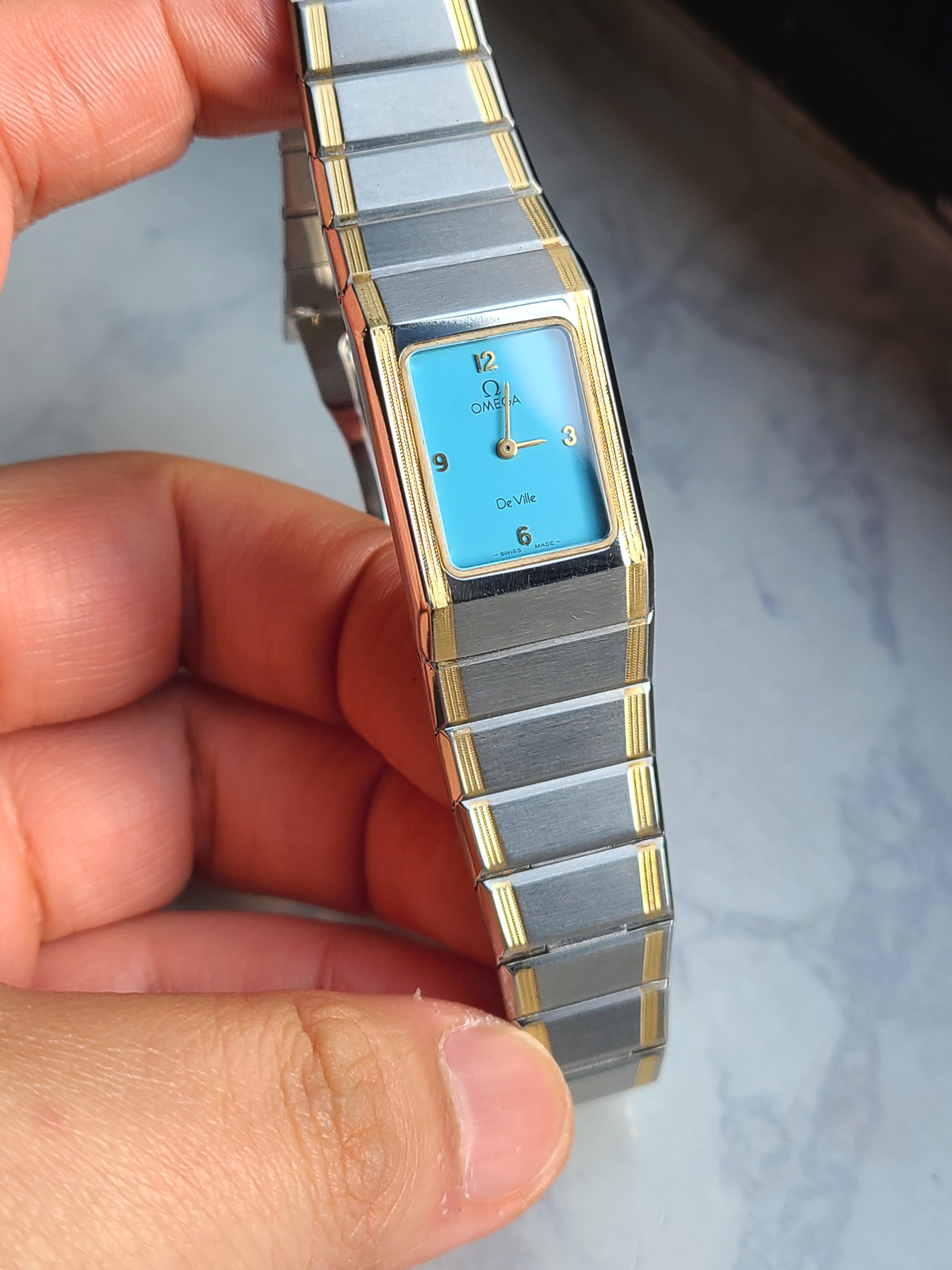 Omega Deville Skyblue Lady 오메가 클래식 드빌 스카이블루 사각 여성용