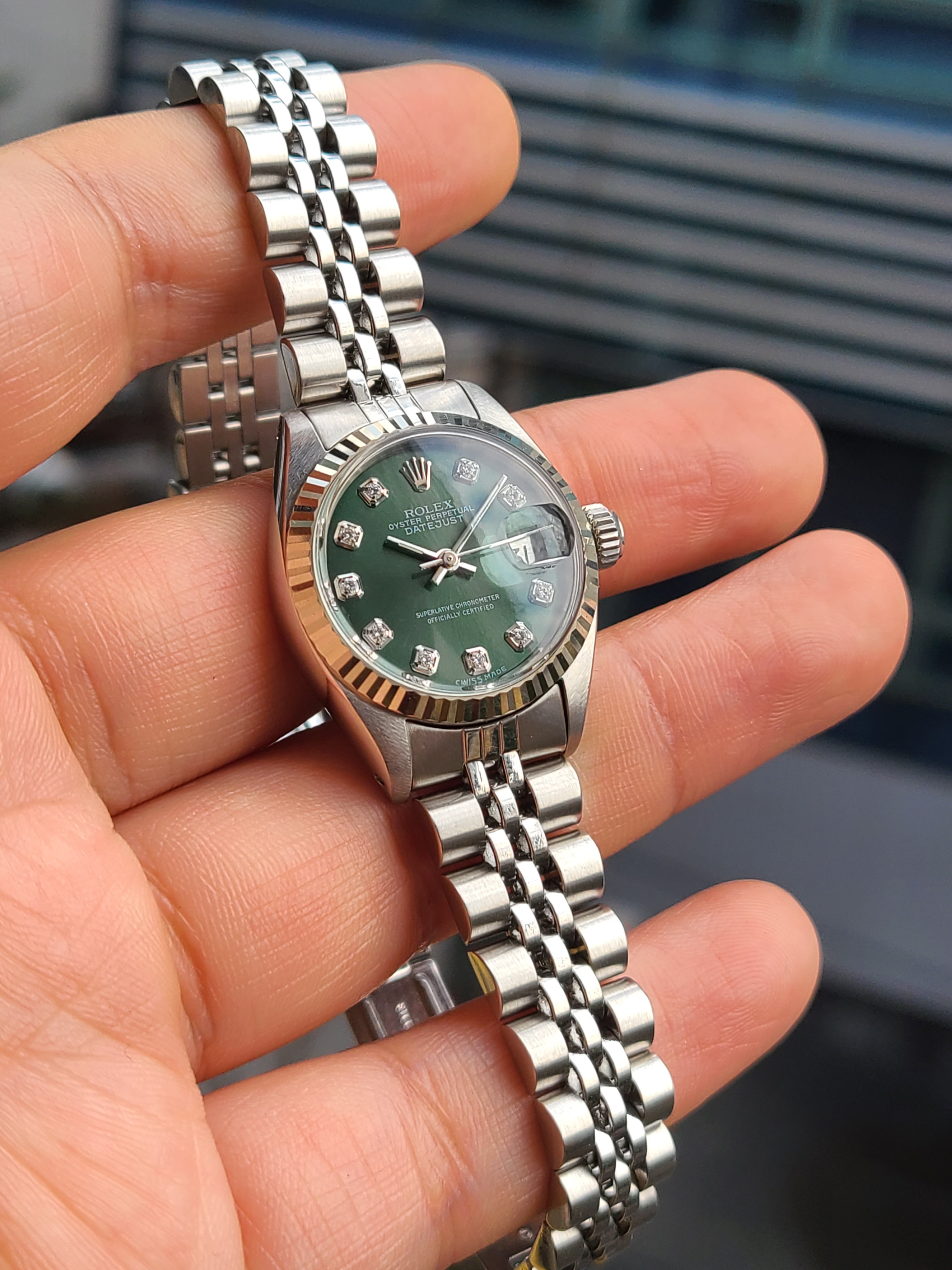 Rolex Datejust 10 Points Diamond Olive Green Women's 롤렉스 데이저스트 여성용 10p 다이아몬드 올리브그린