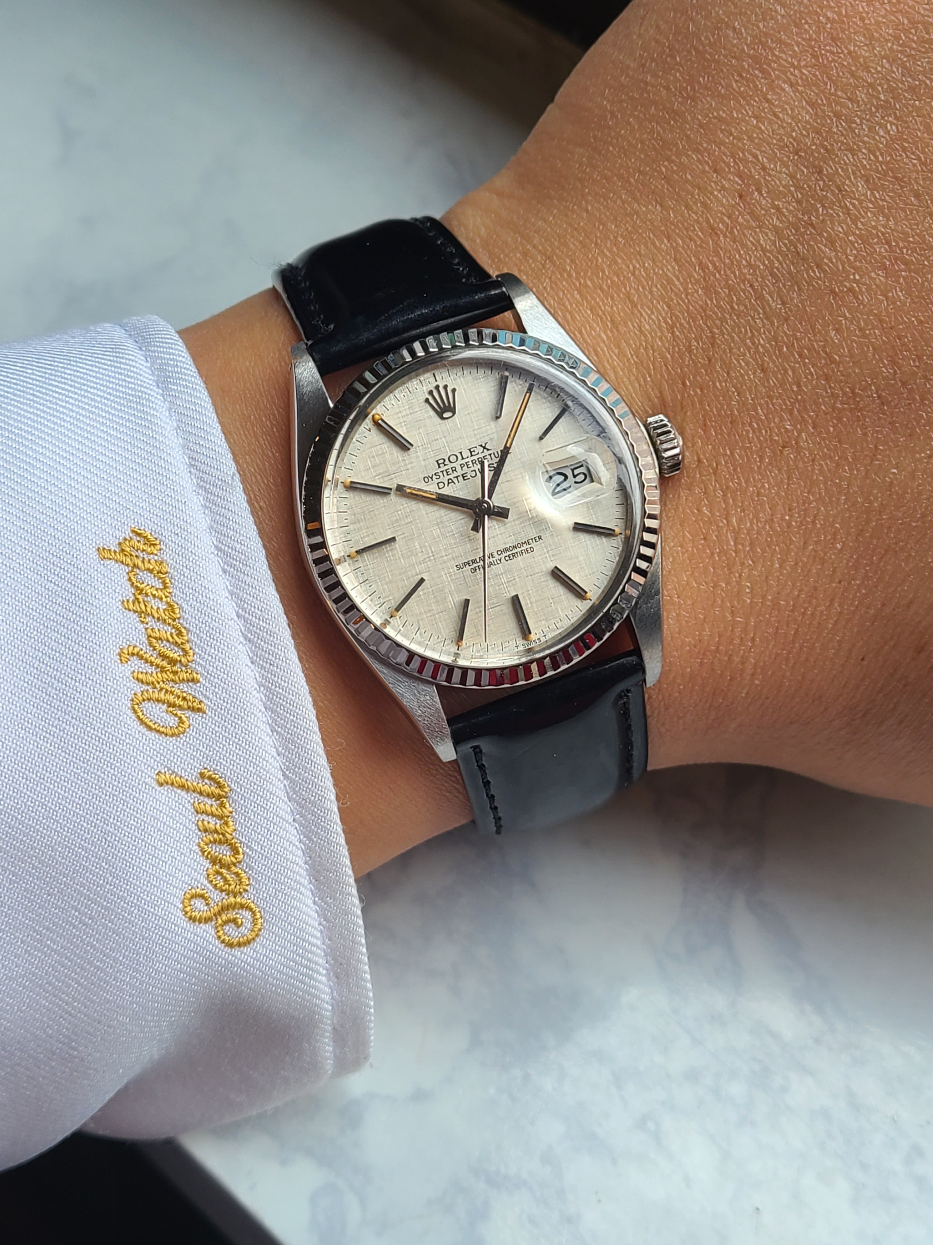 Rolex Datejust Linen Dial Vintage 롤렉스 데이저스트 36 린넨 보카시다이얼 가죽 빈티지