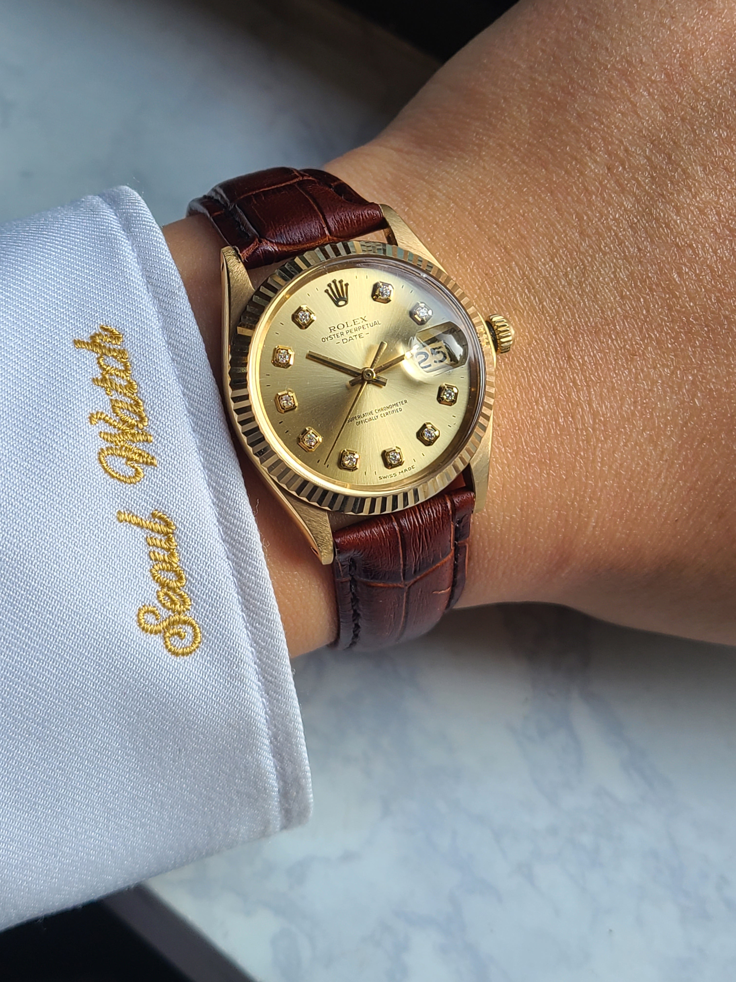 Rolex Oyster Perpetual 10p Diamond 18K Solid YG 롤렉스 오이스터 퍼페추얼 데이트 10P 다이아 옐로우골드 18K 금통