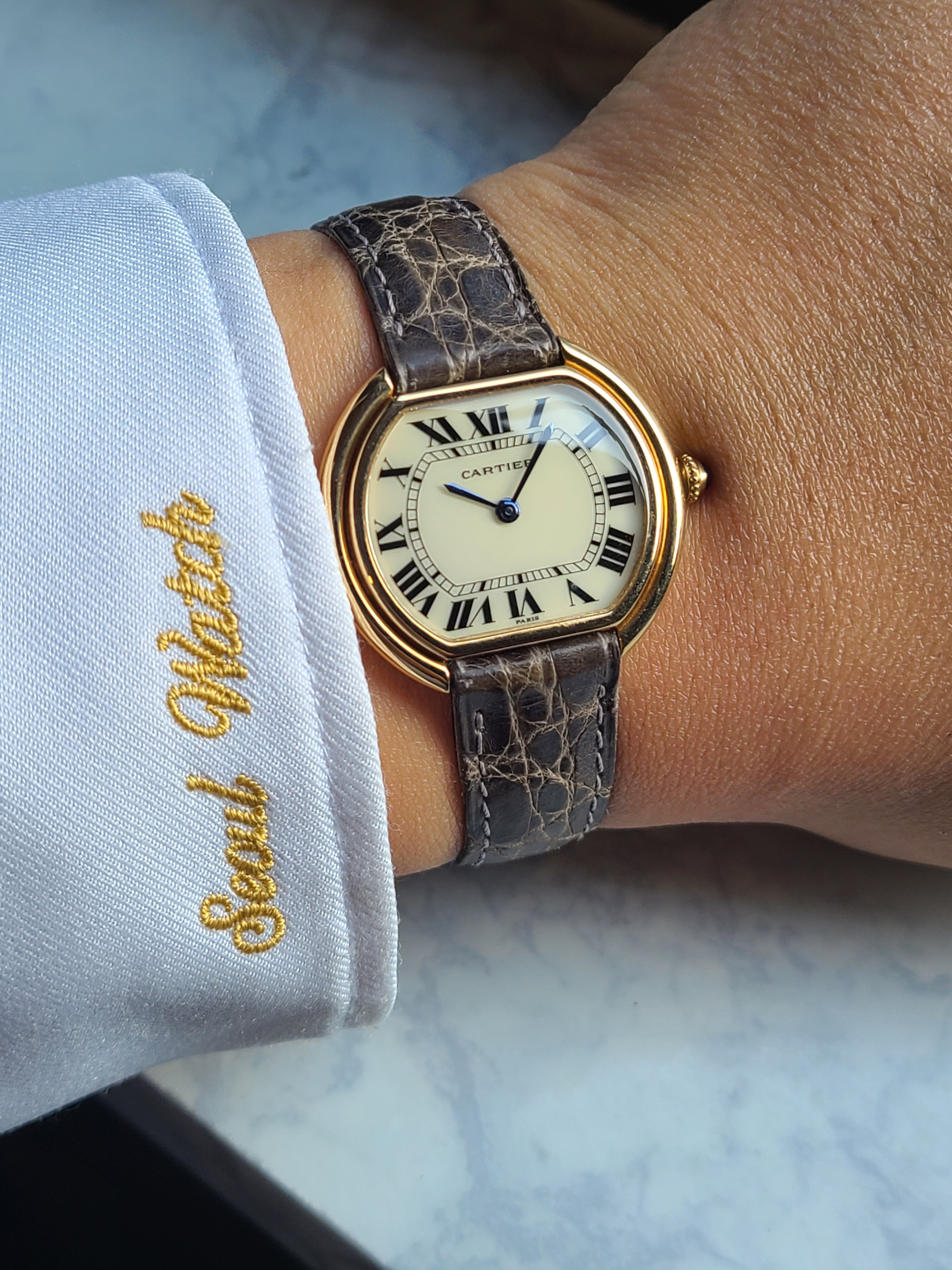 Cariter Ellipse 18K Solid Gold Hand-Widing Vintage 까르띠에 엘립스 18K 옐로우골드 PARIS 다이얼 금통 빈티지 수동
