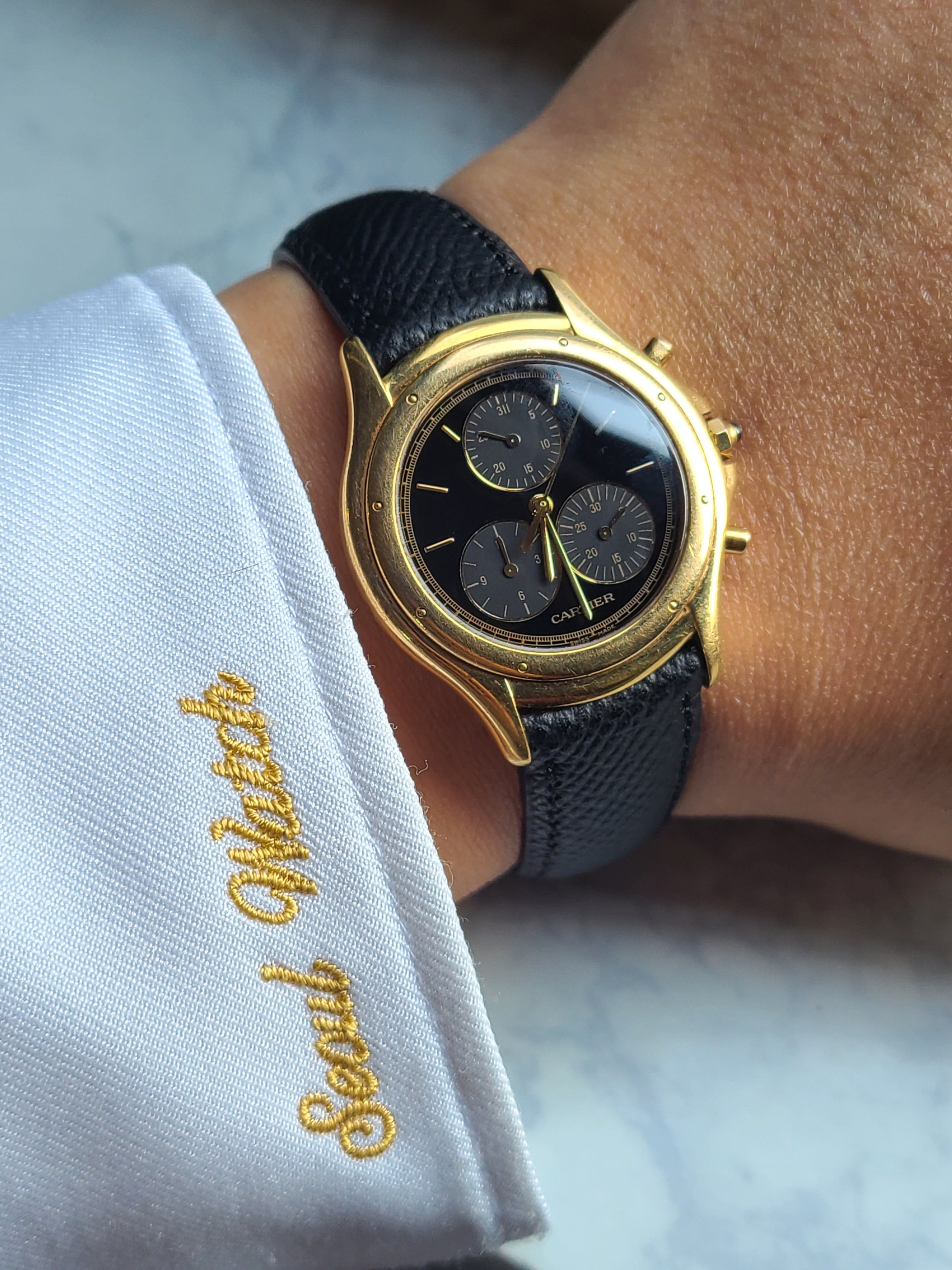 Cartier Panthere Cougar Chronograph LM 까르띠에 팬더 쿠거 블랙다이얼 크로노그래프 18K 금통 L 라지