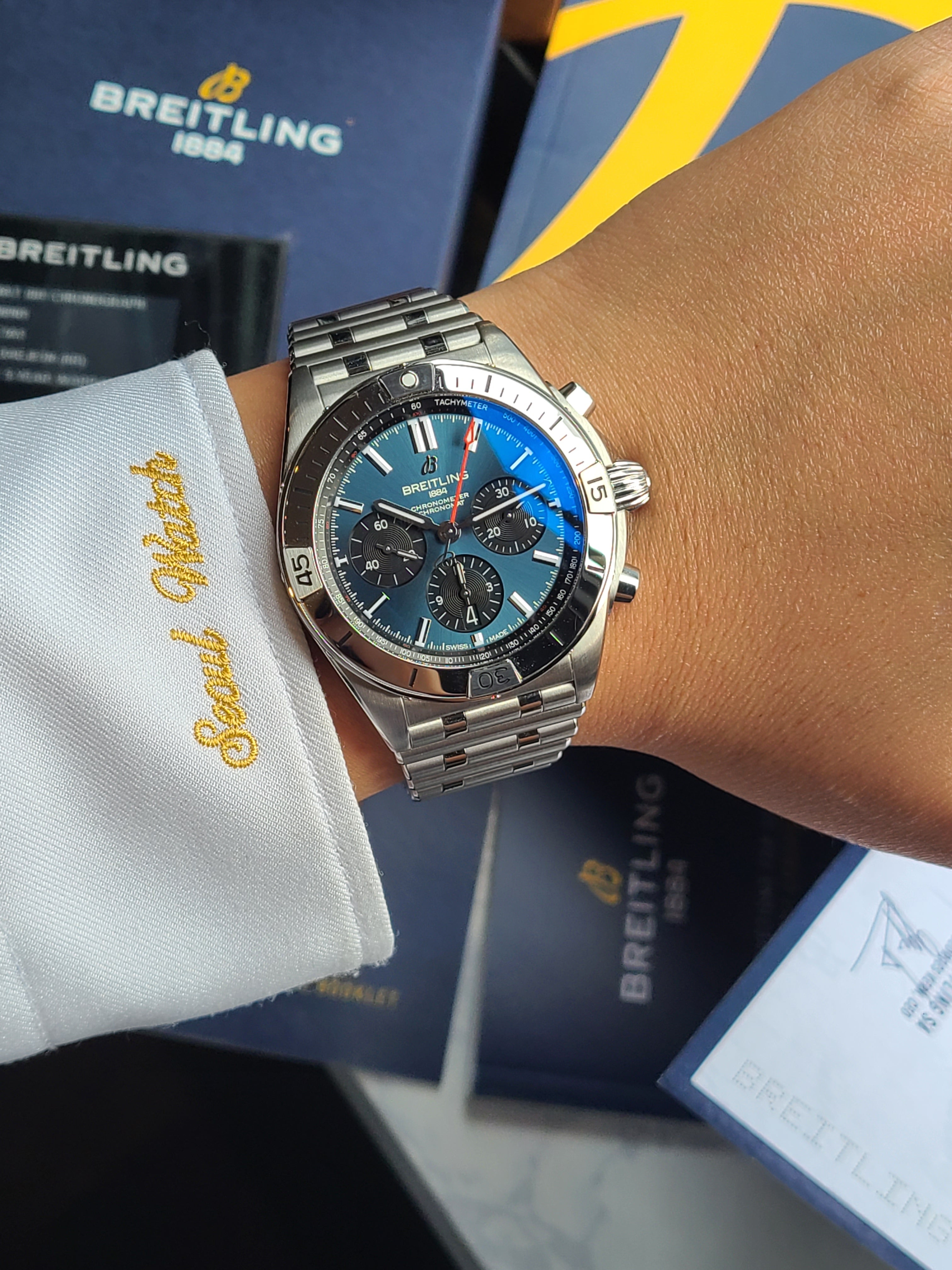 Breitling Chronomat Blue Chrono 브라이틀링 크로노맷 블루 크로노그래프 브레이슬릿 42 신형 국내 풀세트
