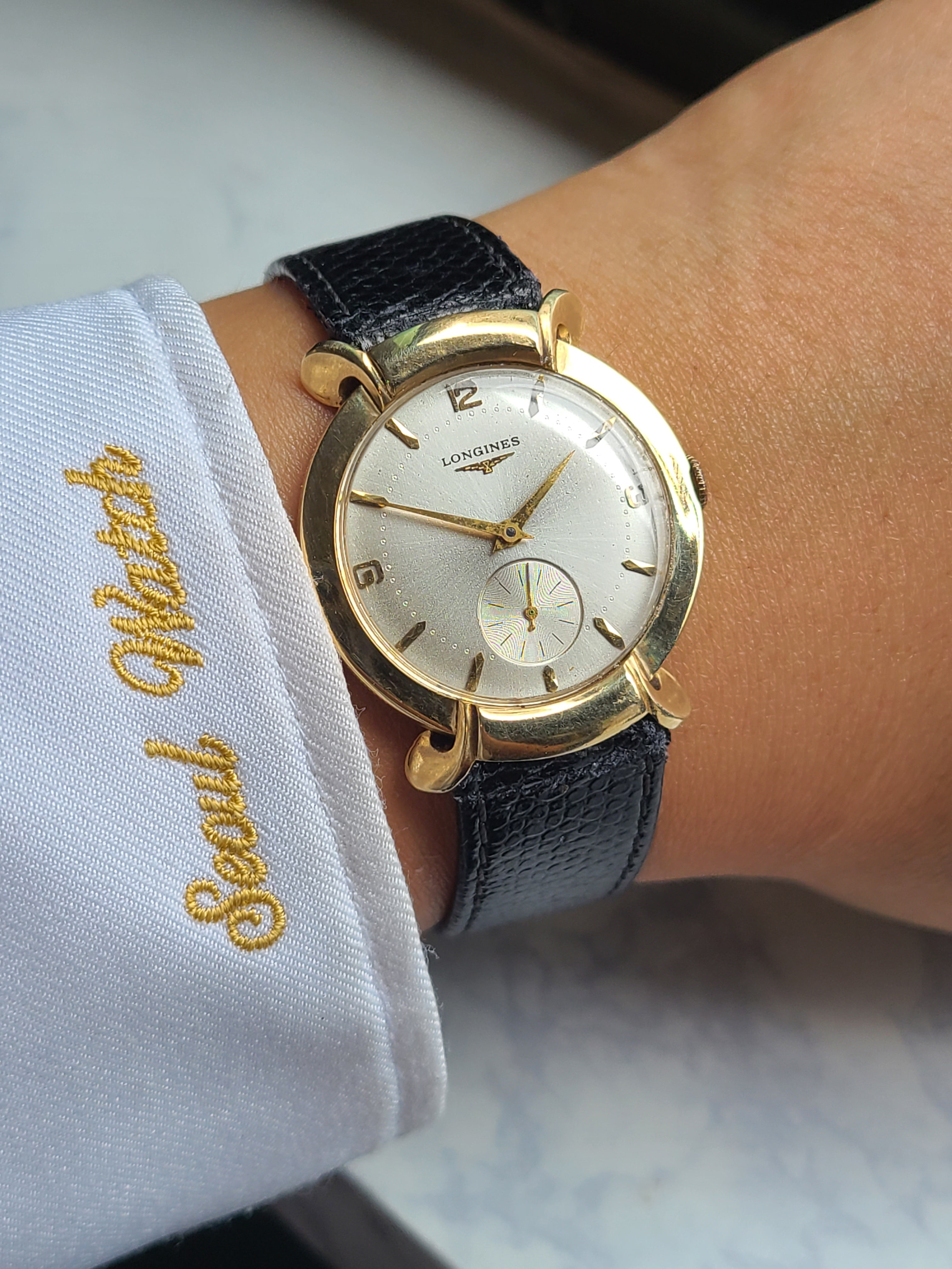 Longines Art Deco 14K 론진 아트데코 양뿔 케이스 14K 옐로우골드 금통 1950s