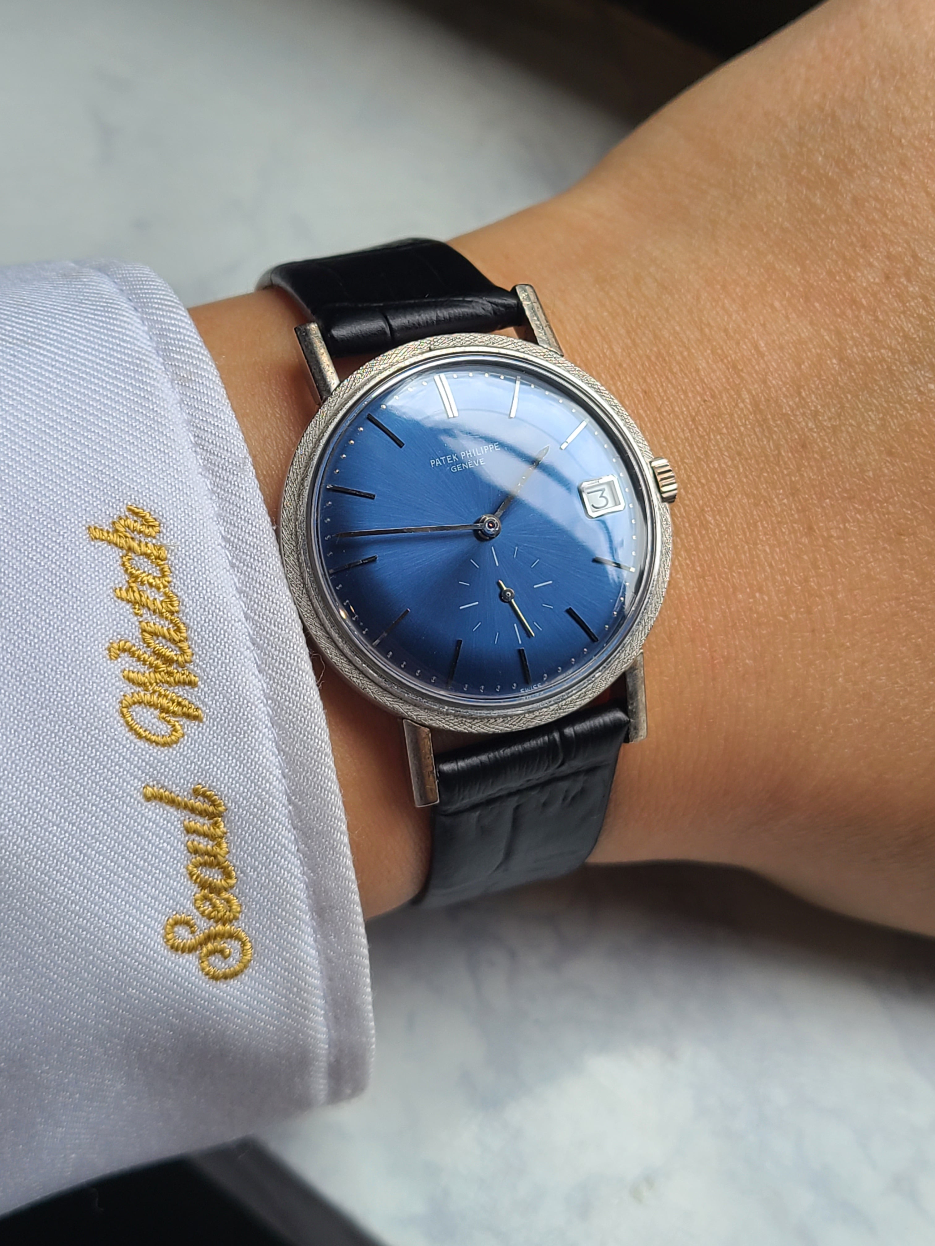 Patek Philippe Calatrava Jumbo 18K WG 파텍필립 칼라트라바 점보사이즈 청판 스몰세컨드 18K 화이트골드 금통 남성용