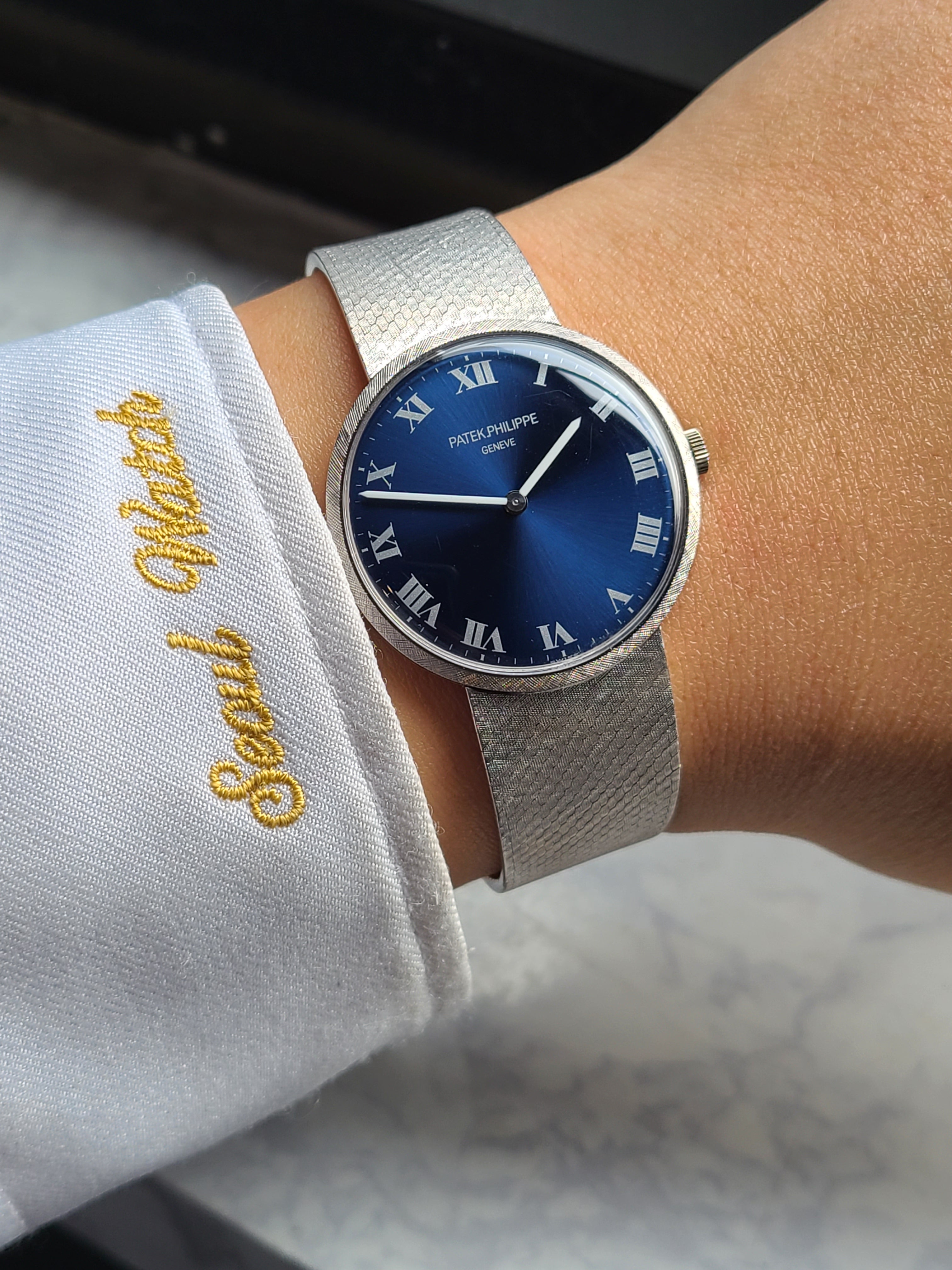 Patek Philippe Calatrava Purple Patina Dial 18K WG 파텍필립 칼라트라바 블루 로만 18K 화이트골드 금통 1974