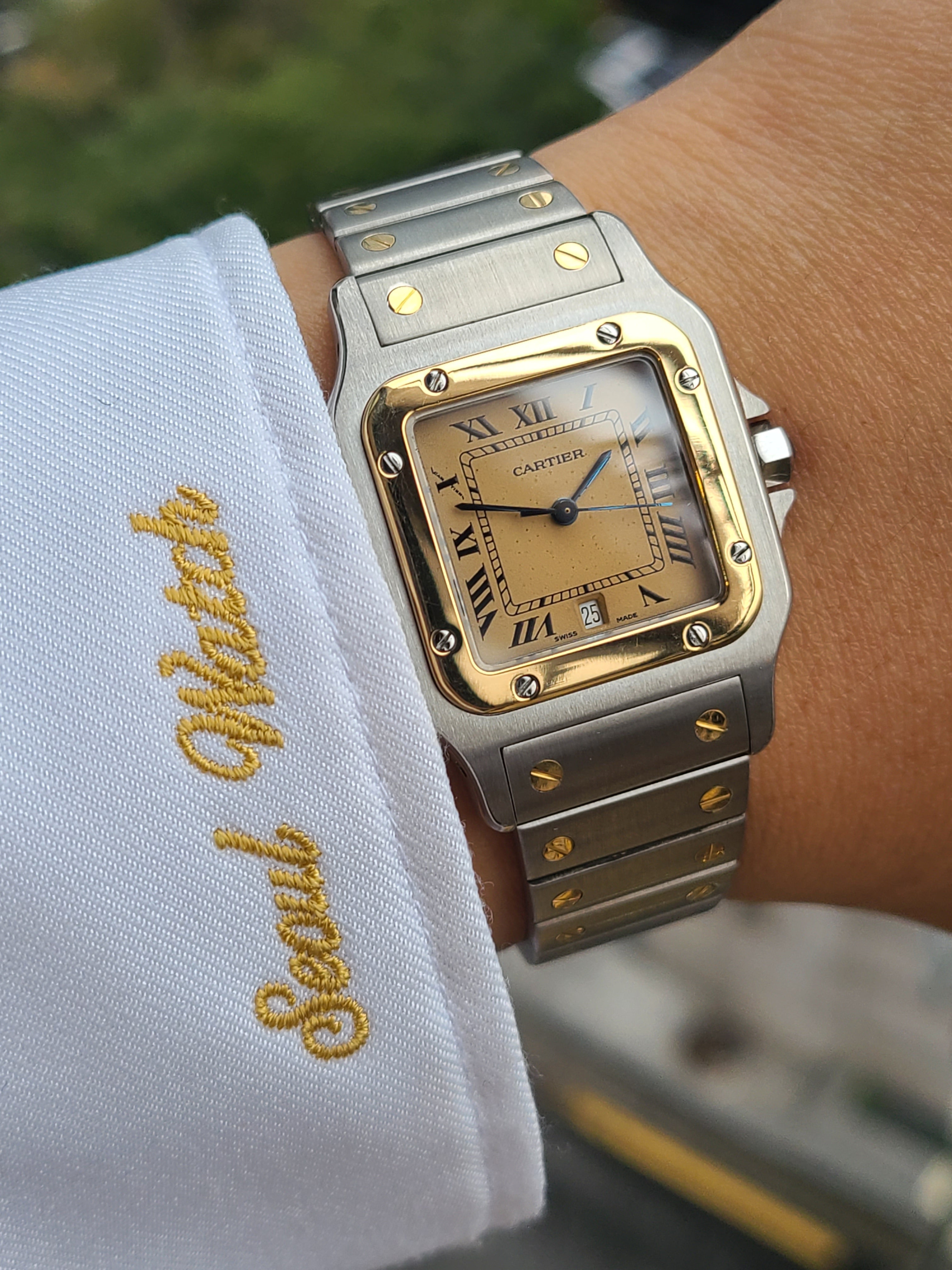 Cartier Santos Galbee 18K Gold Two-Tone Men's LM 까르띠에 산토스 갈베 아이보리18k 콤비 LM 라지 남성