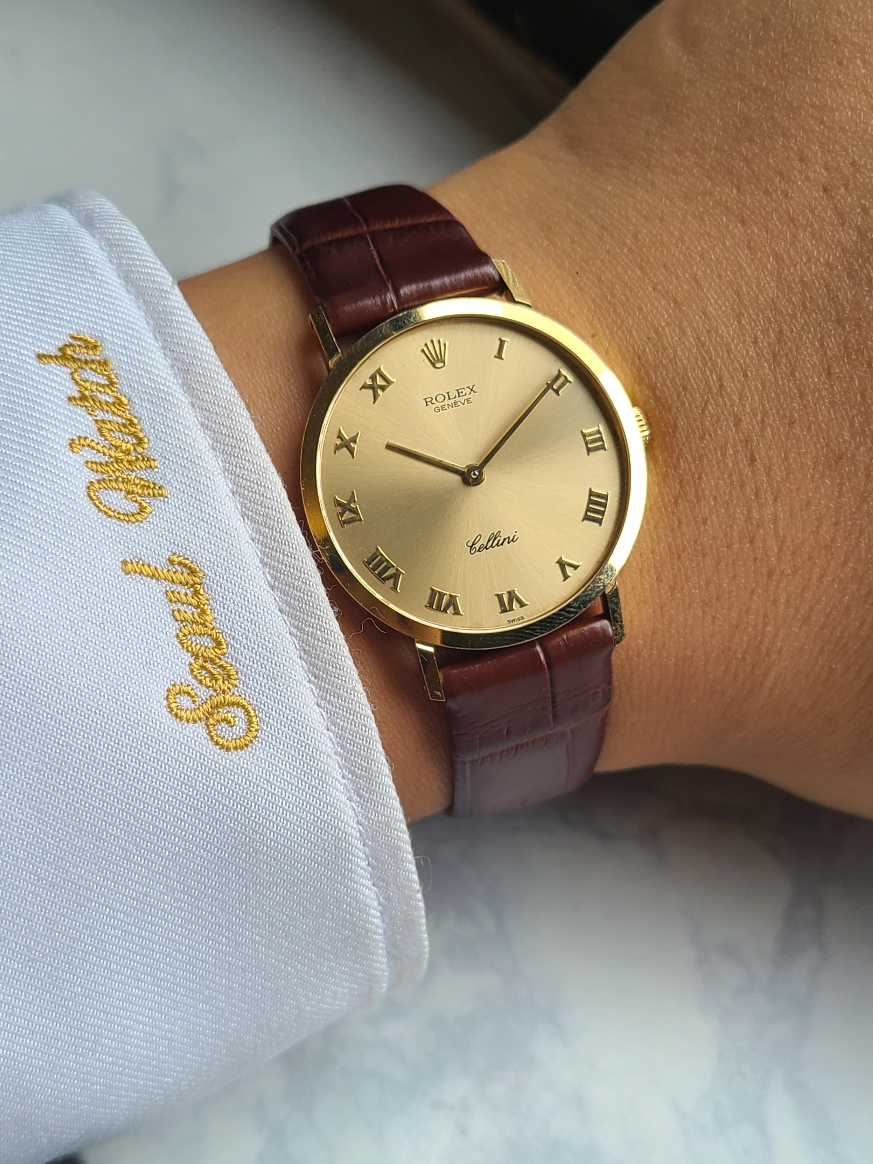 Rolex Cellini Gold 18K Solid YG 롤렉스 셀리니 골드로만 샴페인골드 18K 옐로우골드 금통 남성용