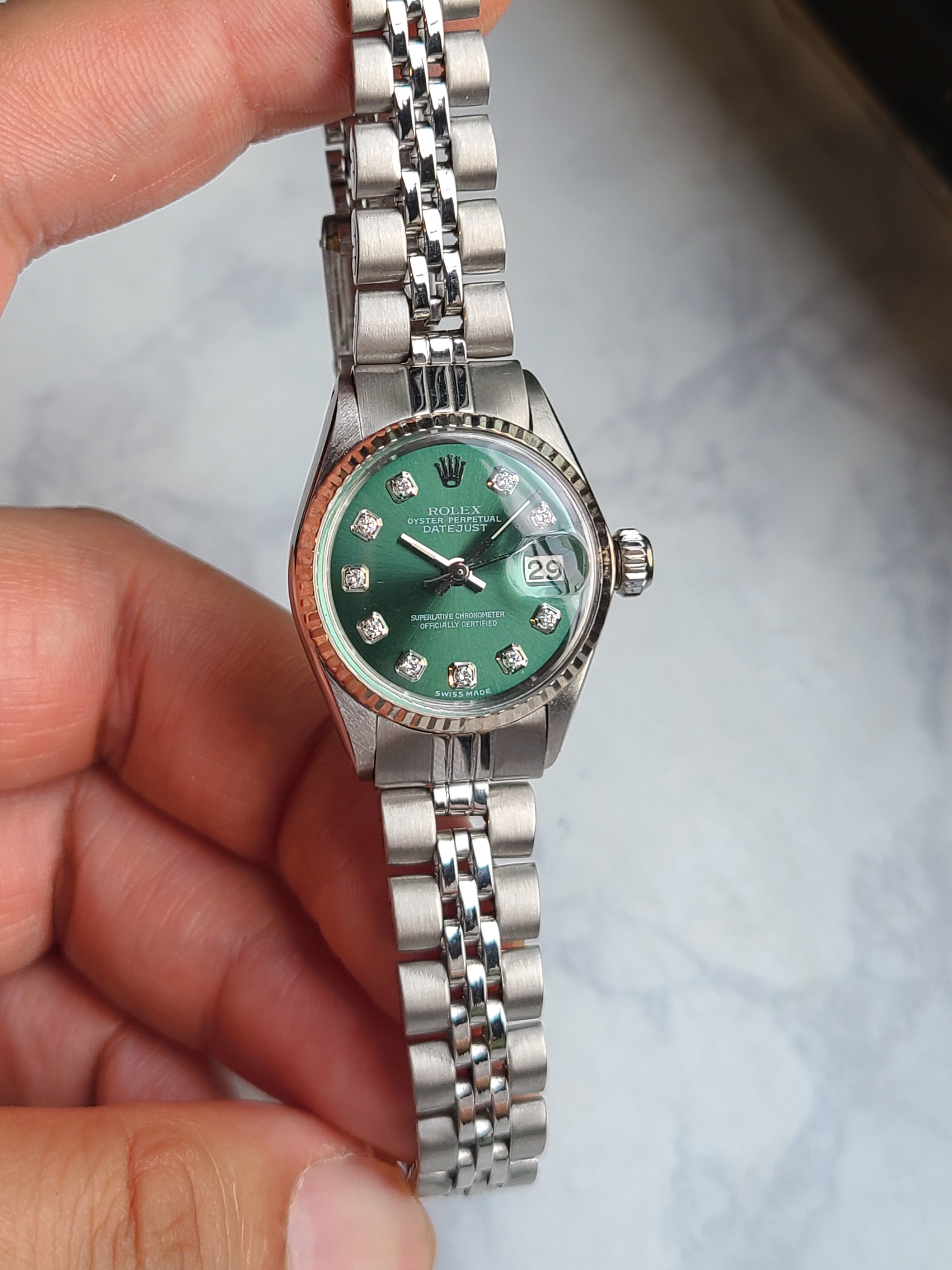 Rolex Datejust 10 Points Diamond Olive Green Women's 롤렉스 데이저스트 여성용 10p 다이아몬드 올리브그린
