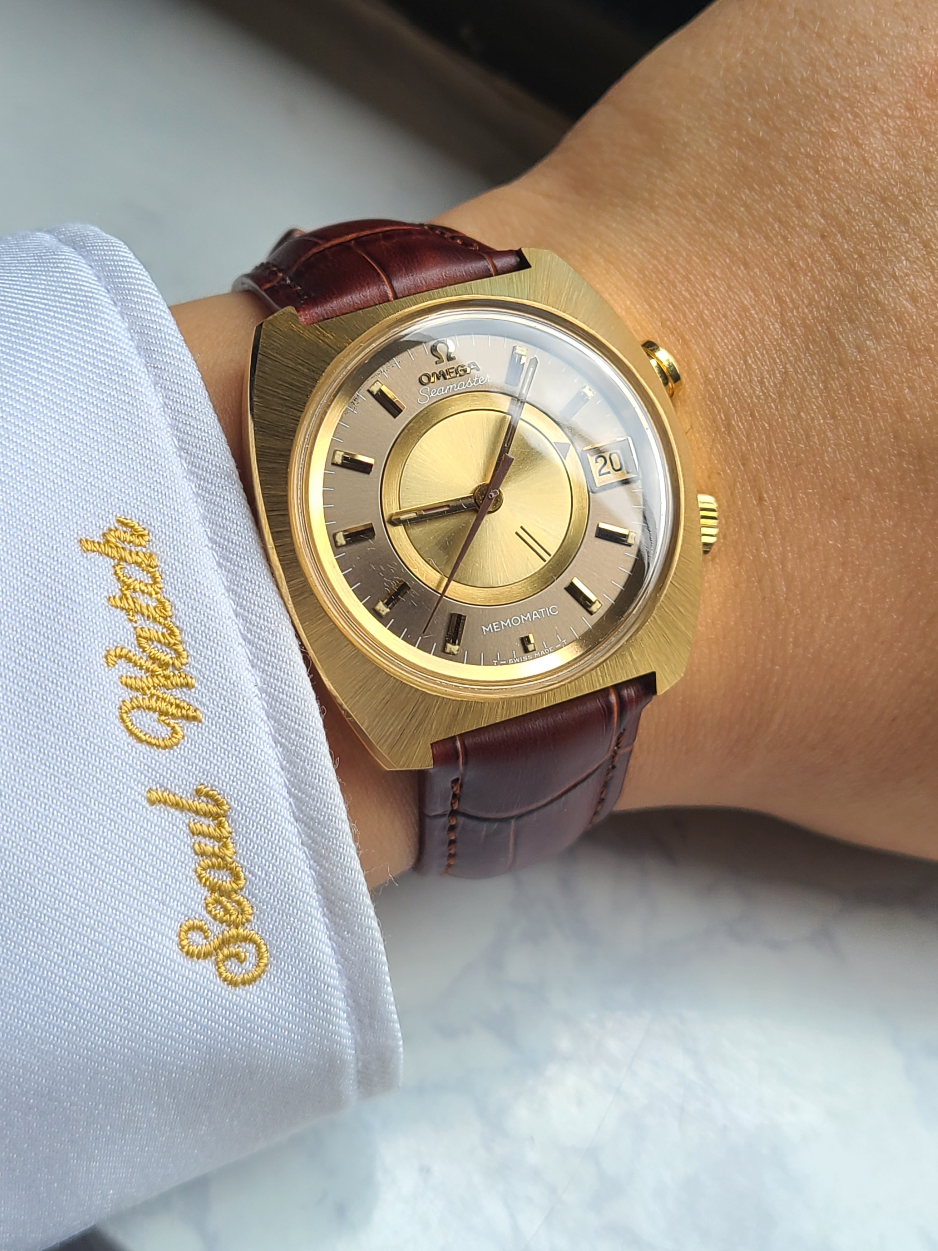 Omega Seamaster Memomatic Gold 오메가 씨마스터 메모메틱 알람시계 옐로우골드 금장 1970s
