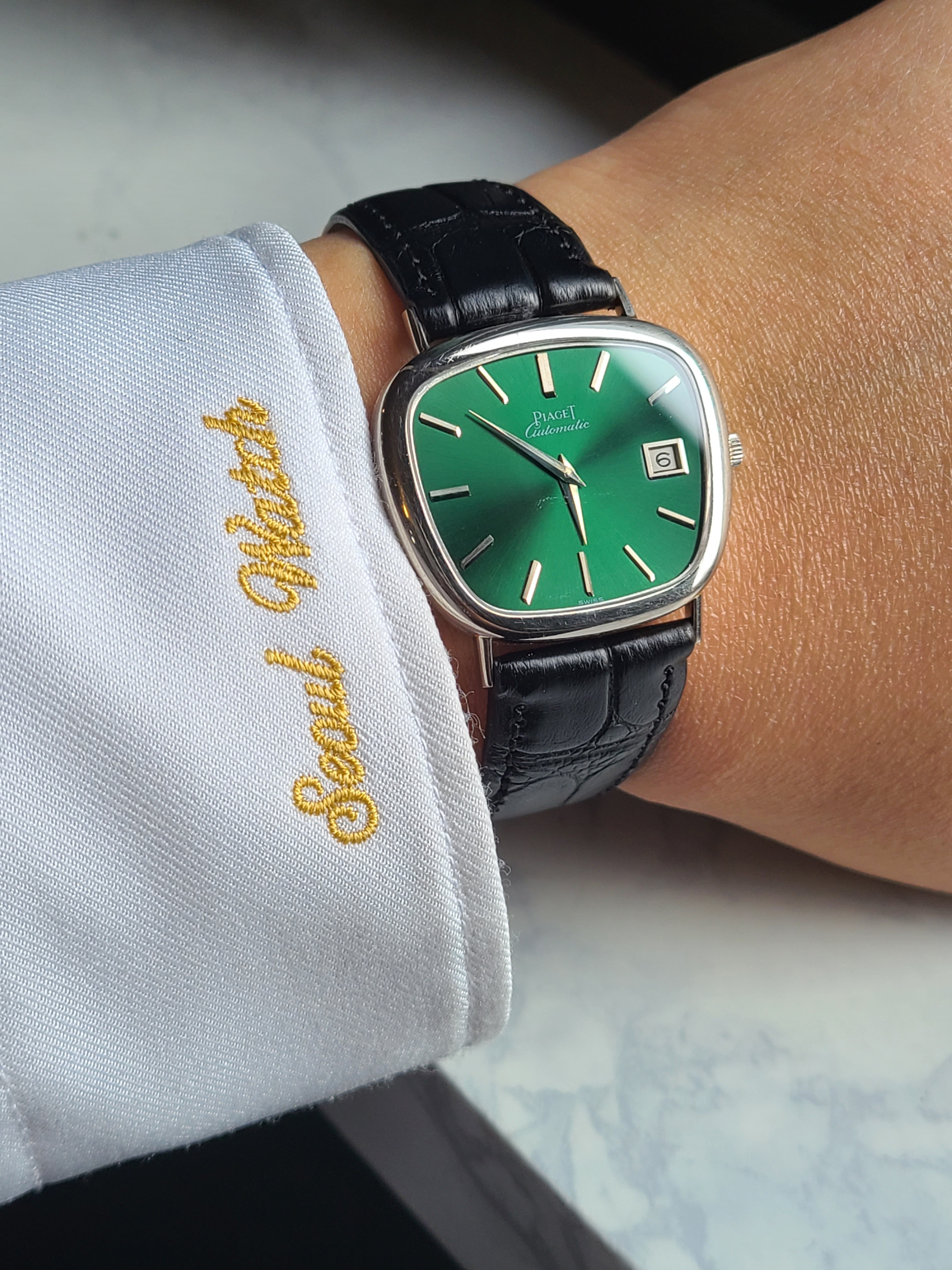 Piaget Cushion Olive Green 18K WG 피아제 비대칭 쿠션 올리브그린 18K 화이트골드 금통