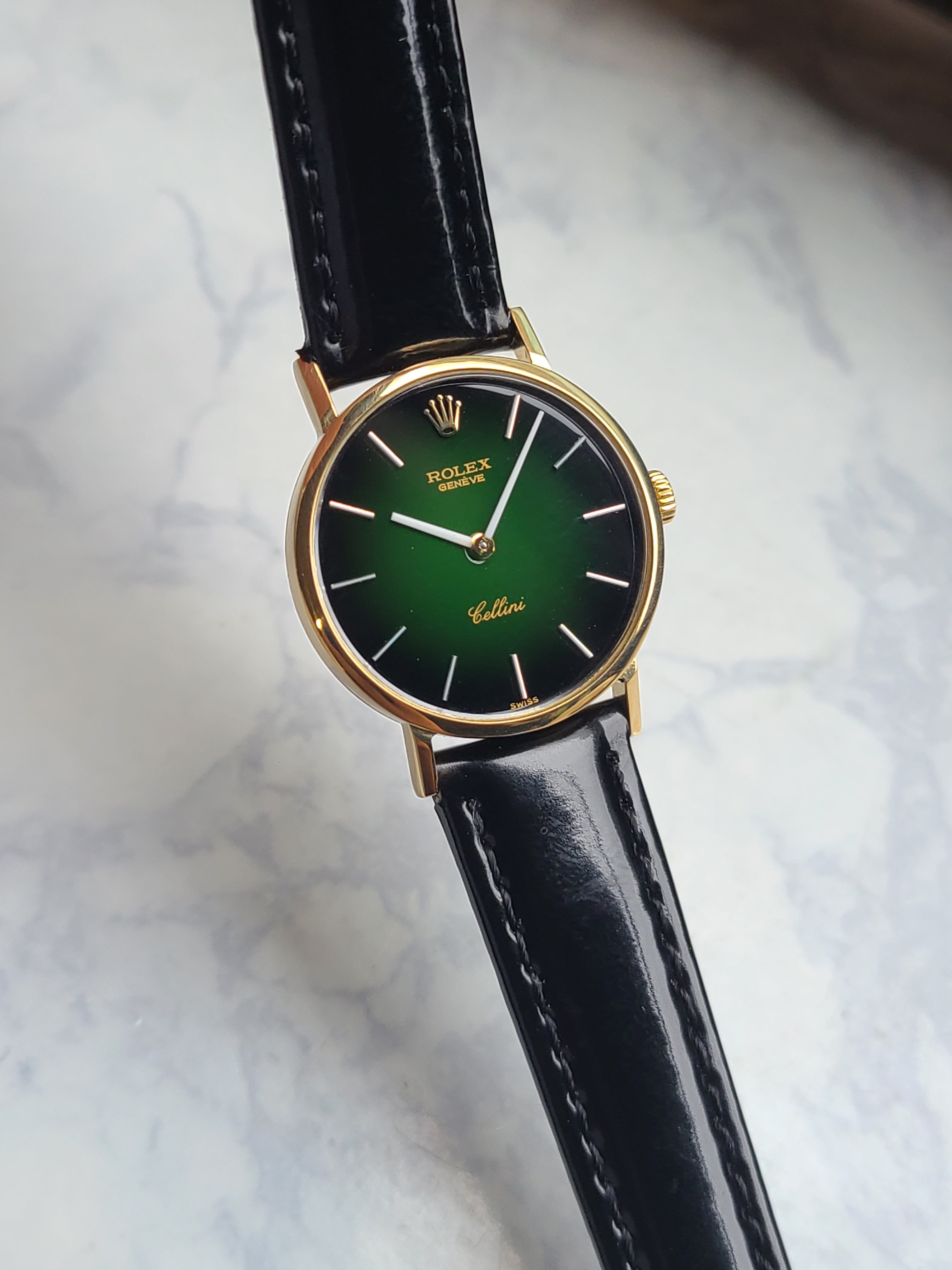 Rolex Cellini Olive Green 18K Solid YG 롤렉스 셀리니 올리브그린 비네트 18K 옐로우골드 금통 여성용