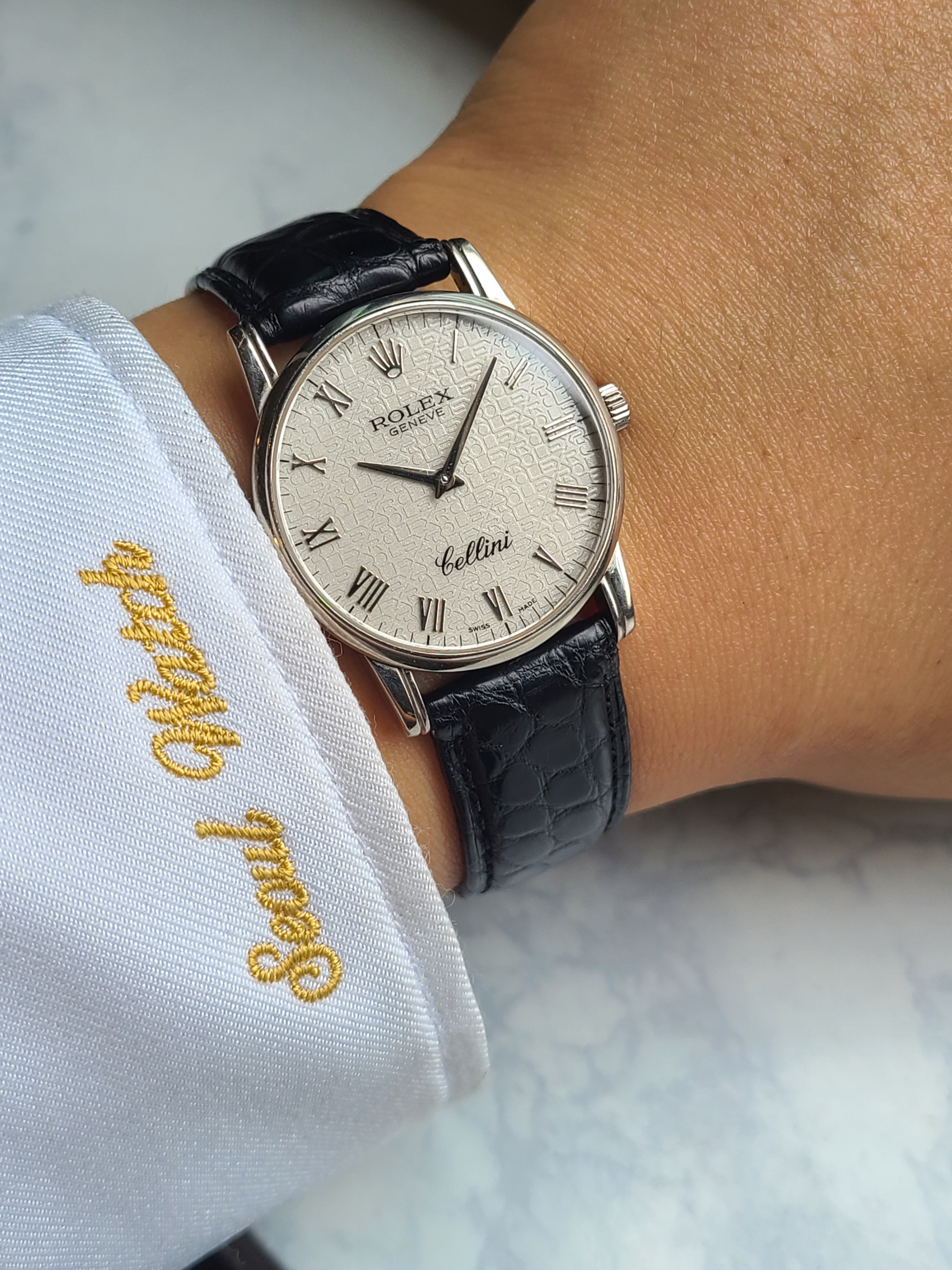 Rolex Cellini Roman 18K Solid White Gold 롤렉스 셀리니 화이트로만 디지털 다이얼 18K 화이트골드 금통 남성용