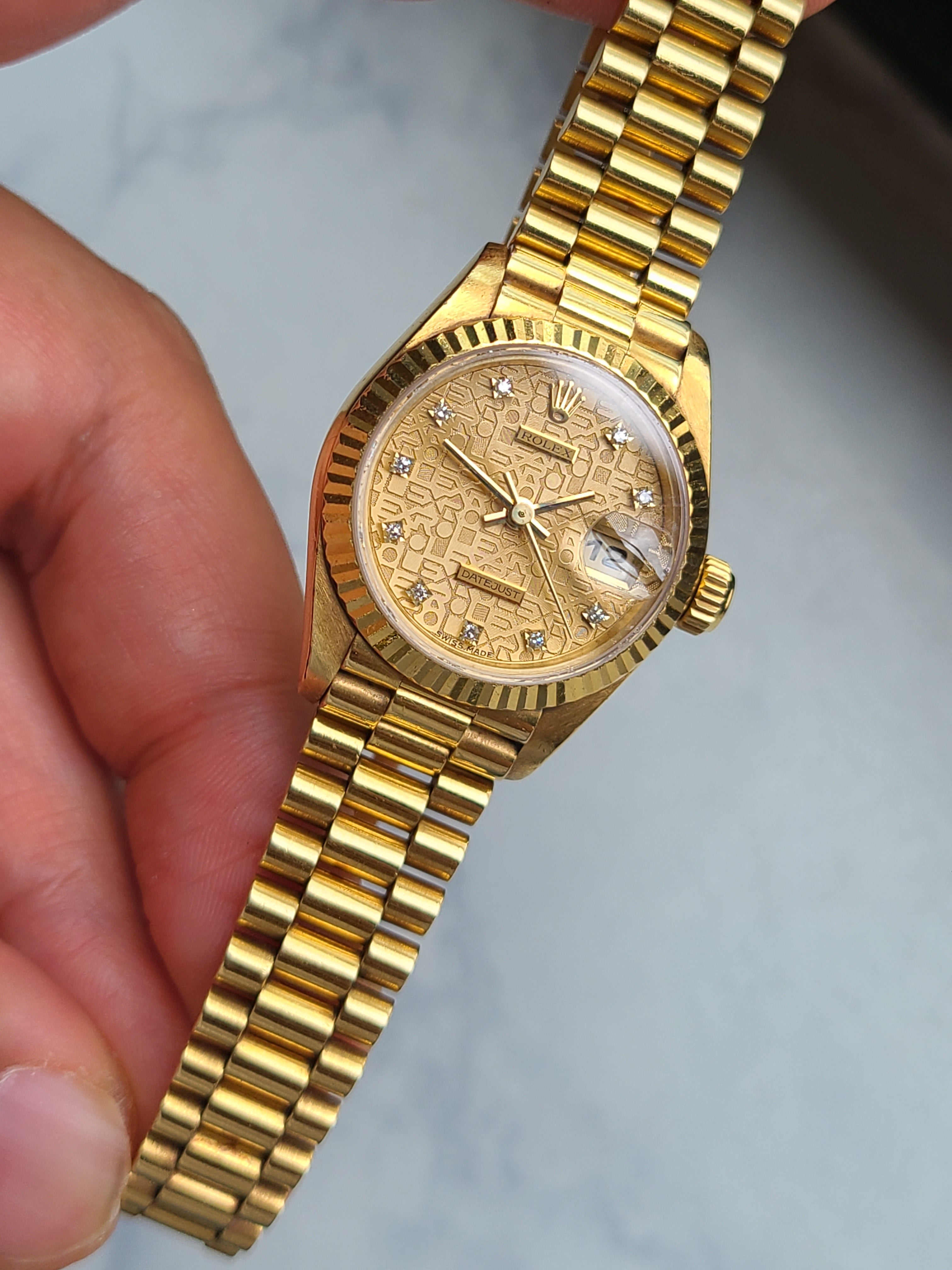 Rolex Datejust 10P Diamonds 18K Solid Gold Women's 롤렉스 여성용 데이저스트 10P 다이아몬드 18K 옐로우골드 올금통