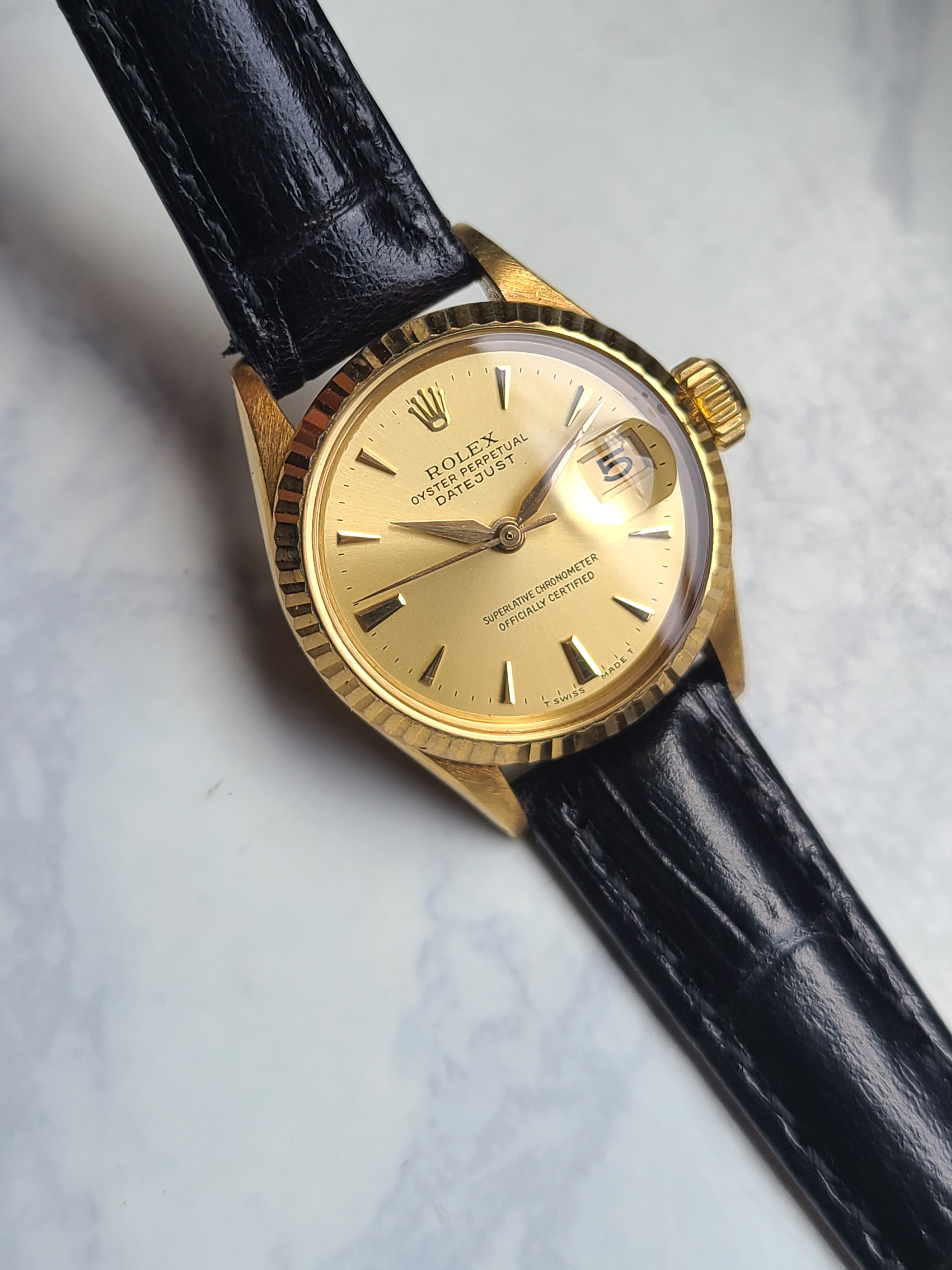 Rolex Datejust 18K Solid Gold Women's 롤렉스 여성용 데이저스트 에로우핸즈 샴페인골드 18K 옐로우골드 금통