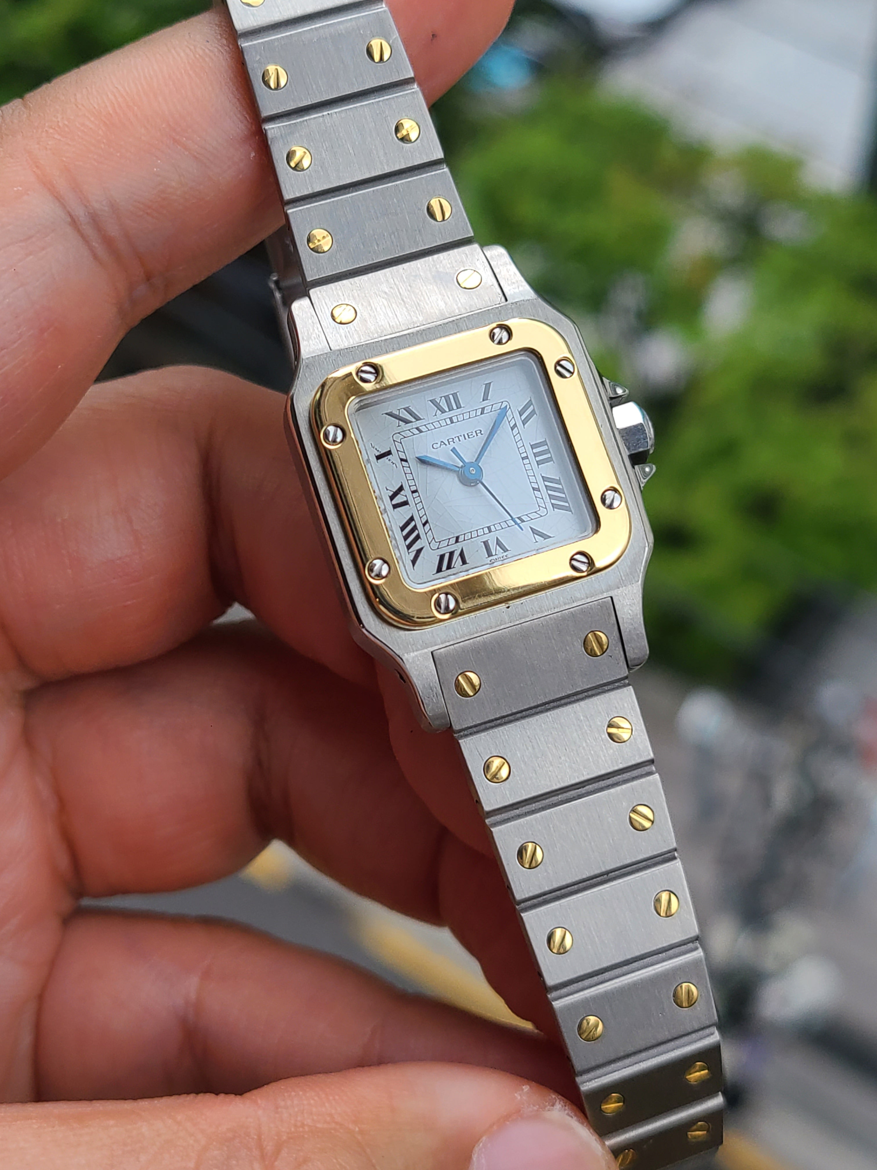 Cartier Santos White Romman 18K Two-Tone SM 까르띠에 산토스 화이트로만 18K 콤비 SM 스몰 여성용