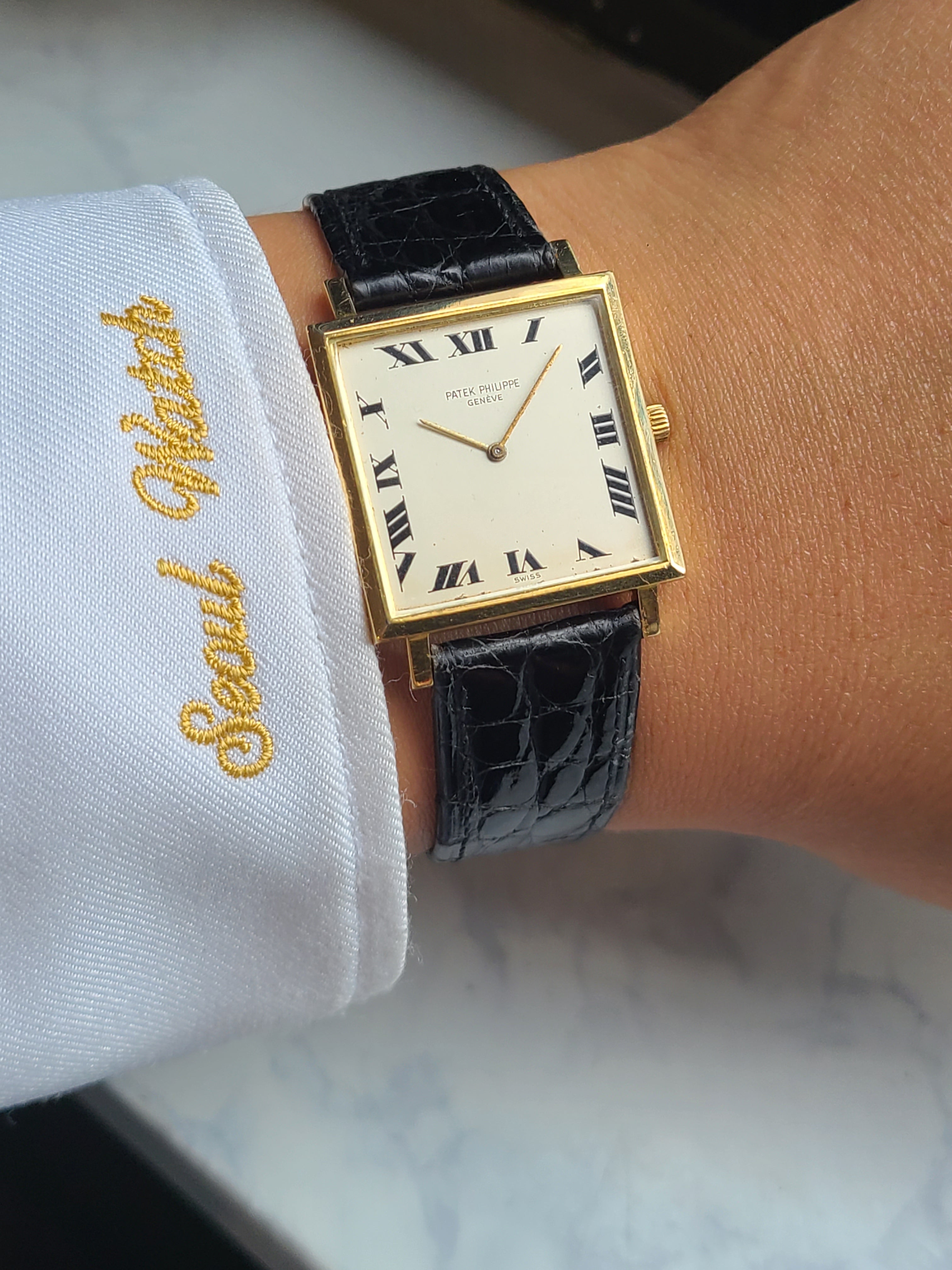 Patek Philippe Gondolo Black Roman 18K Square 파텍필립 곤돌로 스퀘어 블랙로만 18K 금통 수동