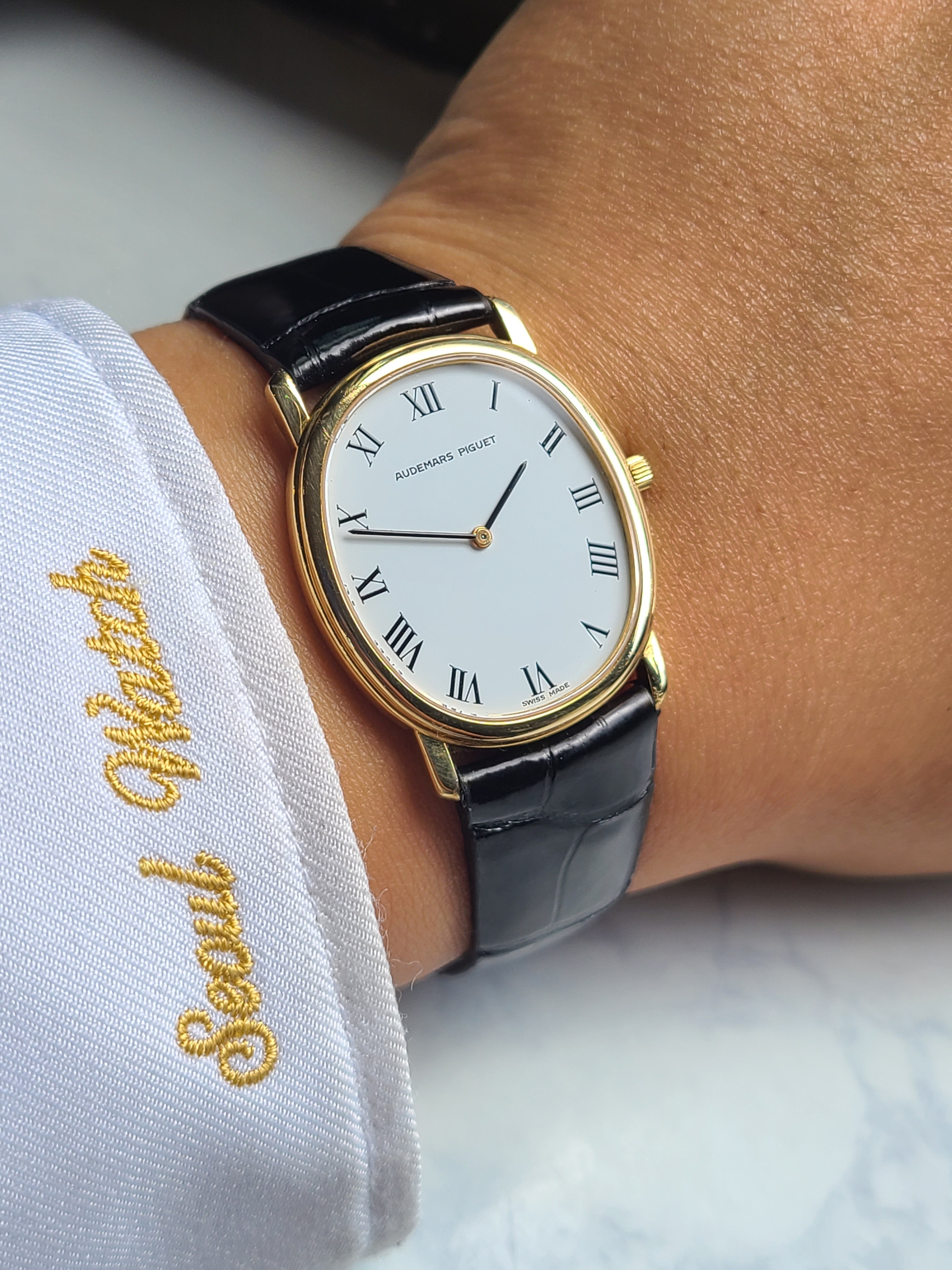 Audemars Piguet Ellipse White Roman 오데마피게 엘립스 화이트 블랙로만 18k 옐로우골드 금통 수동