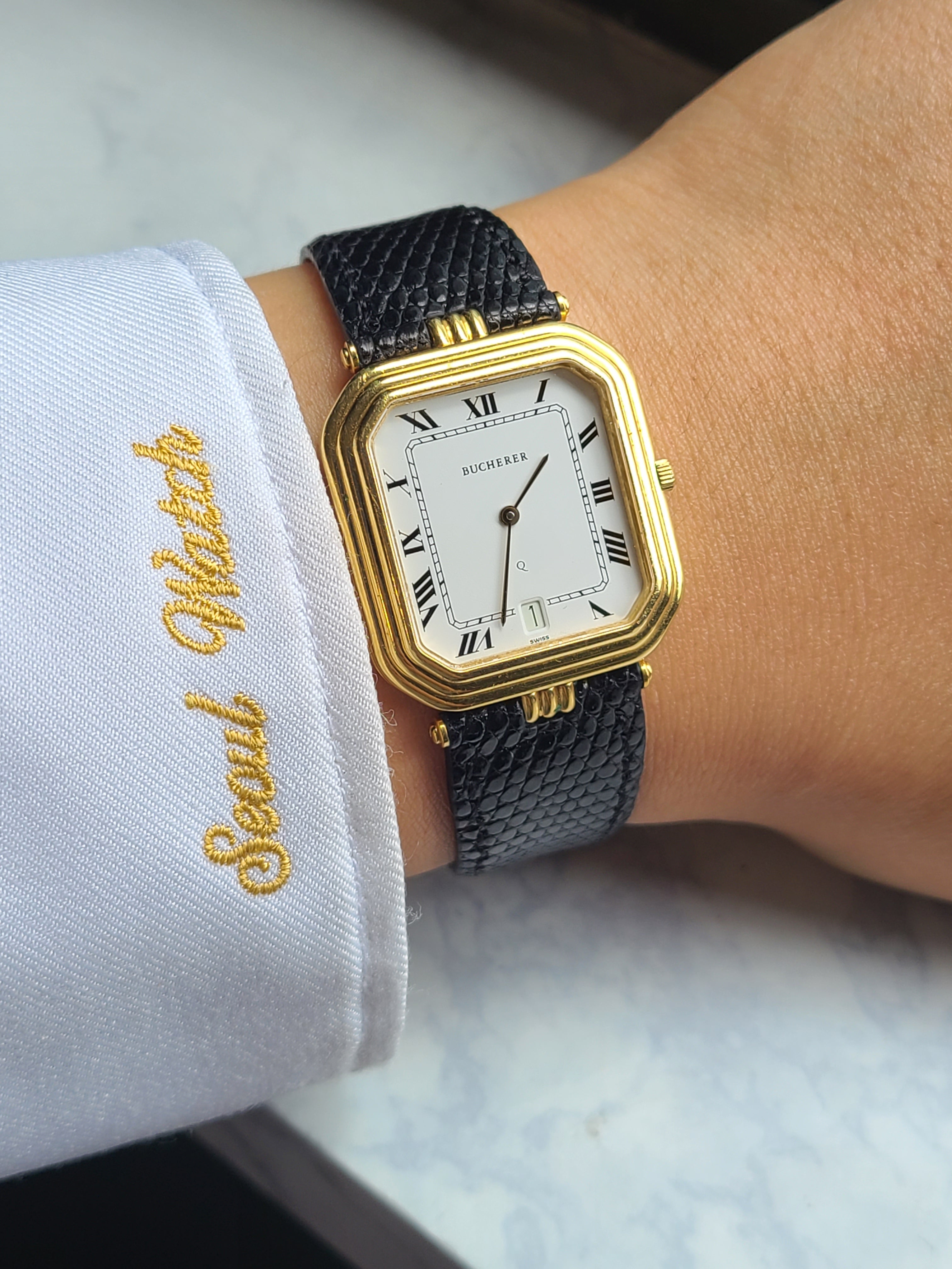 Bucherer Ceinture Octagon 18K YG 부쉐러 생튀르 옥타곤 블랙로만 18K 옐로우골드 금통 빈티지 남성용