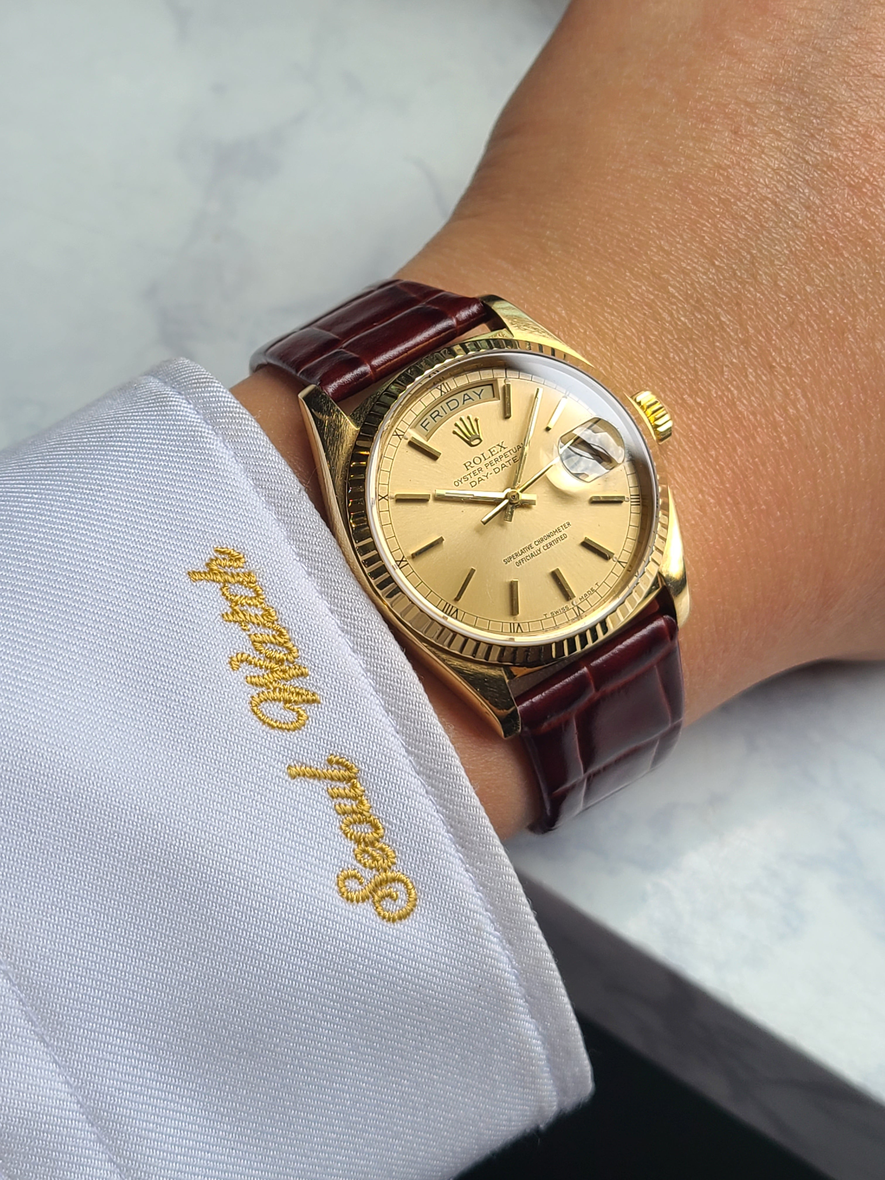 Rolex Date-Date President Black 18038 롤렉스 데이데이트 36 프레지던트 샴페인골드 18K 금통