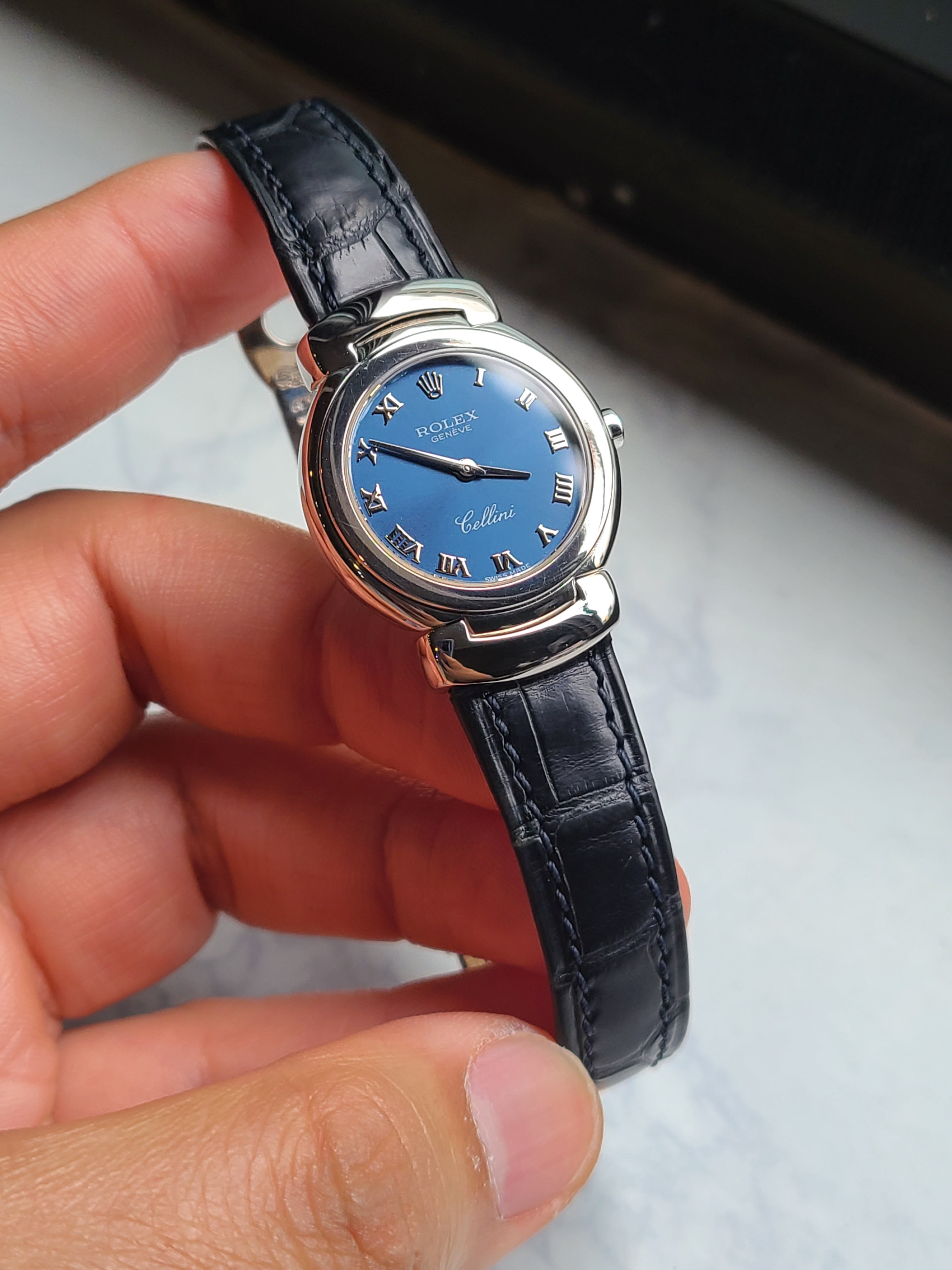 Rolex Cellini Blue Roman 18K WG 롤렉스 셀리니 블루 로만 다이얼 18K 화이트골드 금통 여성용