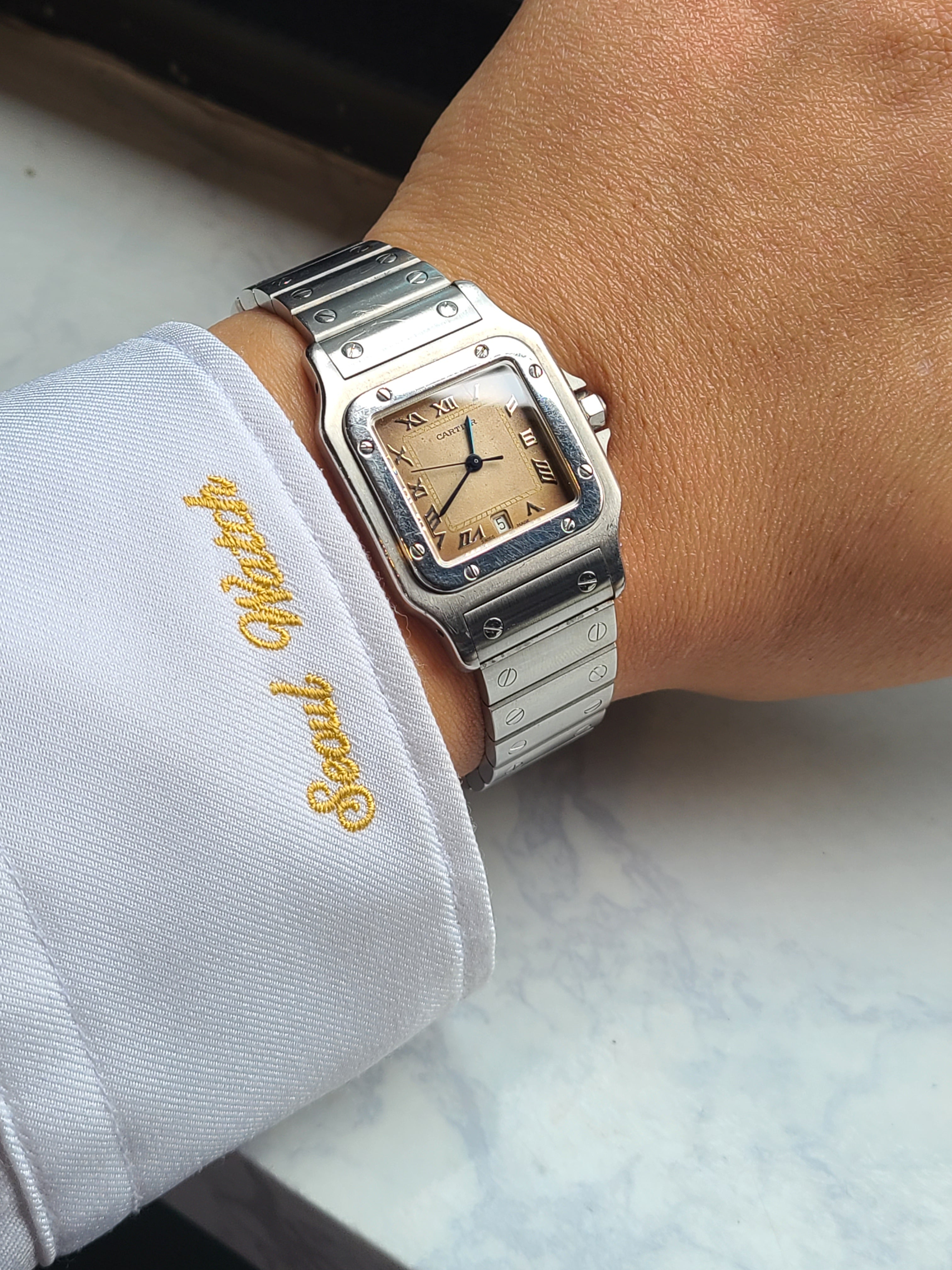 Cartier Santos Galbee LM Small 까르띠에 산토스 입체판 한정판 크림다이얼 LM 라지 사이즈 한정판